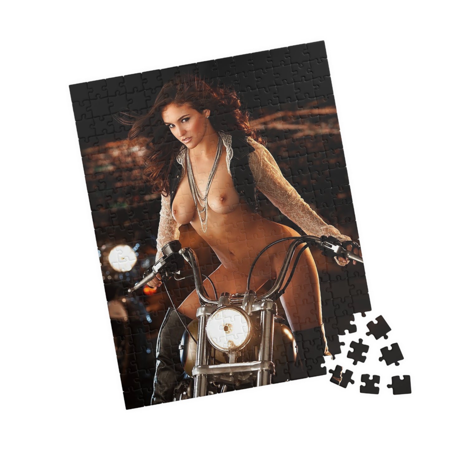 Puzzle (110, 252, 500, 1014-piece) Jaclyn Swedberg Nude on Motorcycle