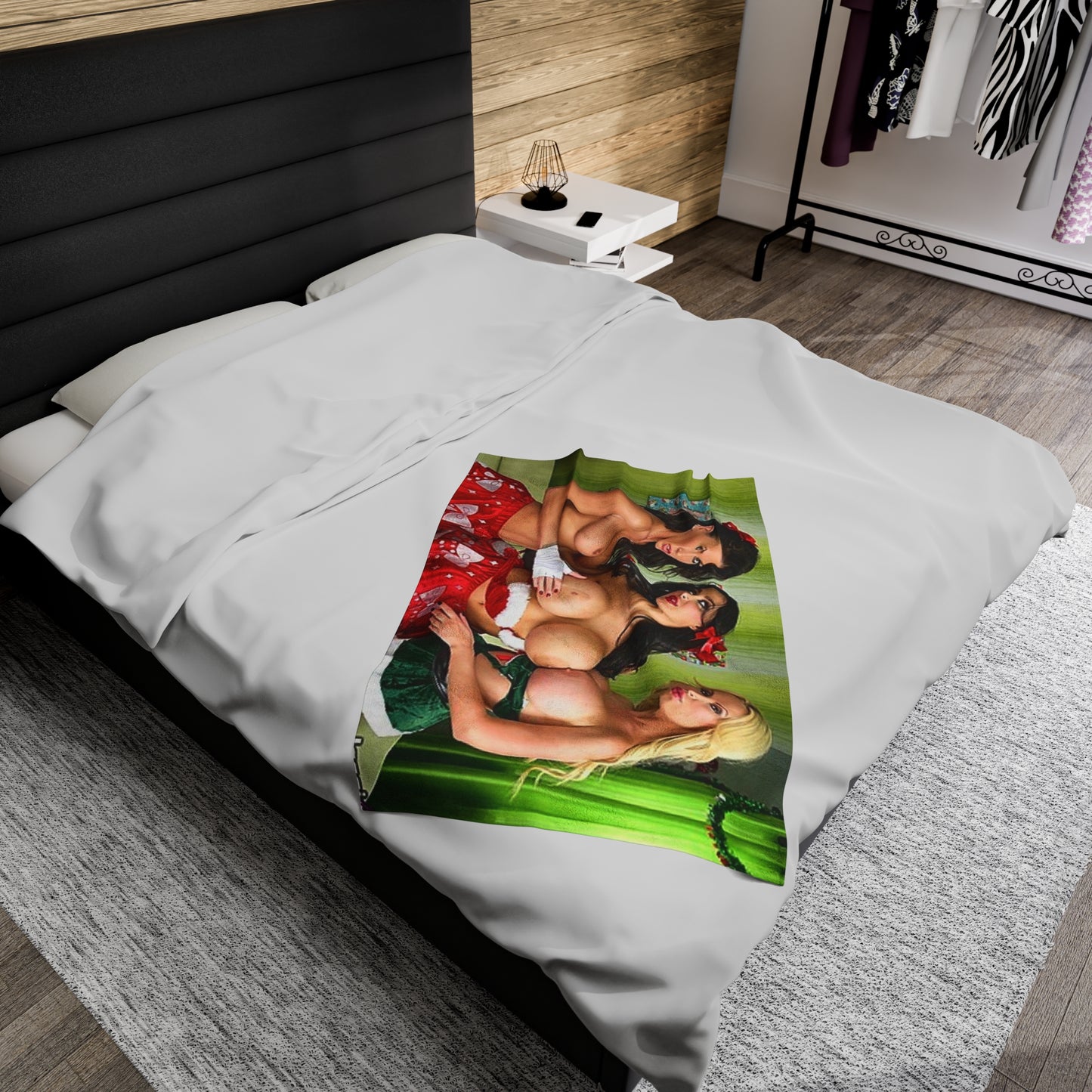 Velveteen Plush Blanket Porn Star Nikki Benz & Friends Christmas