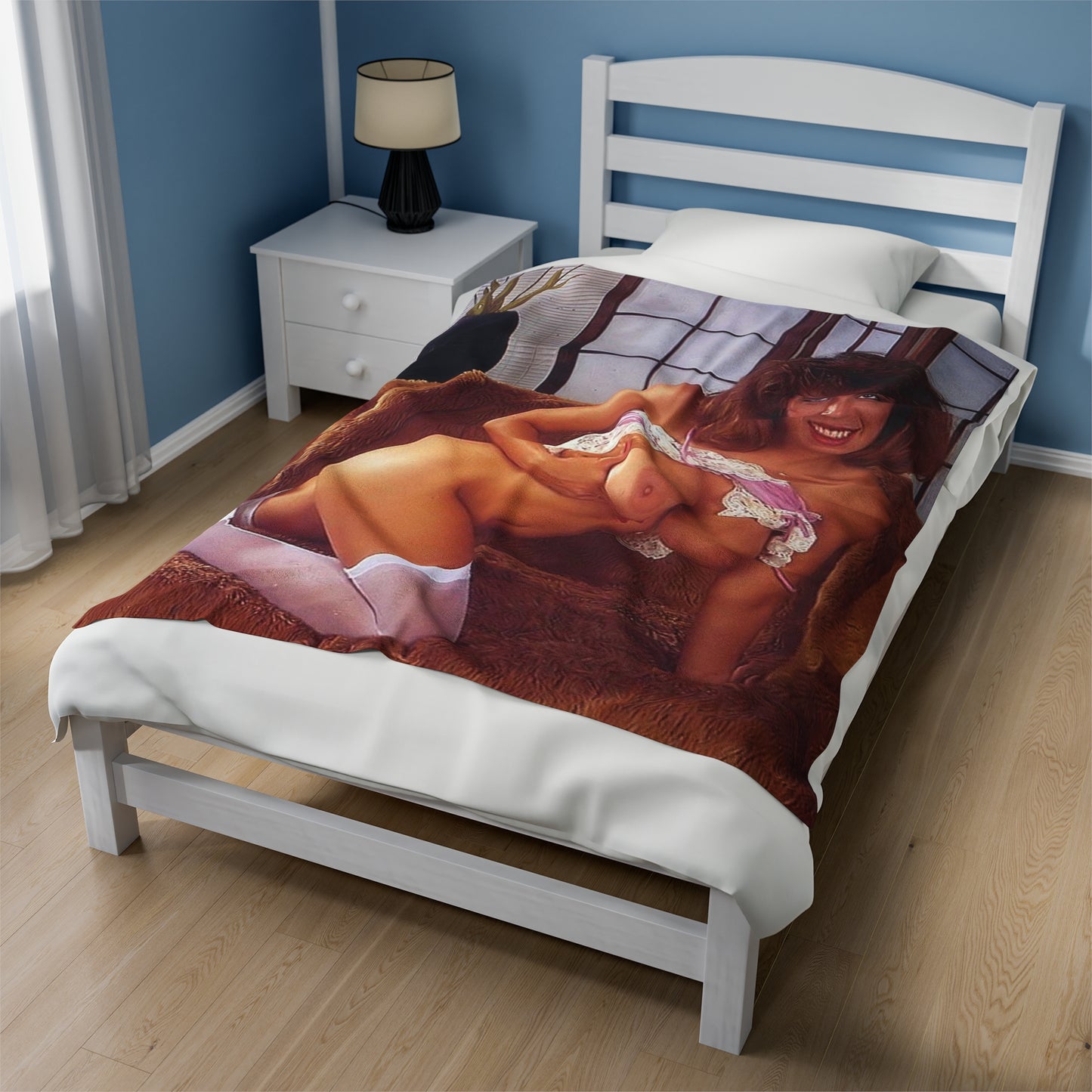 Velveteen Plush Blanket Retro Adult Star Christy Canyon Nude