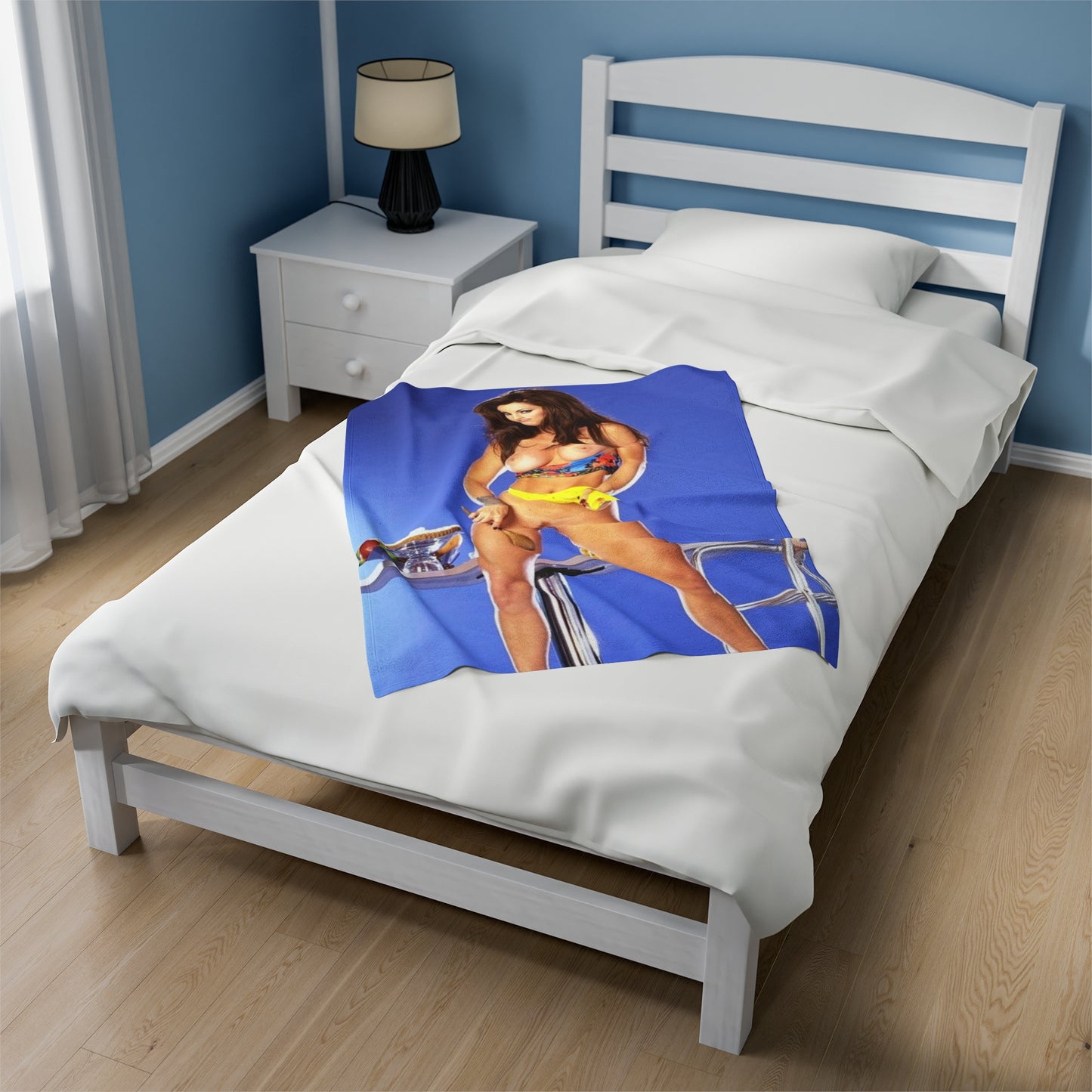 Velveteen Plush Blanket Retro Adult Star Janine Lindenmulder Nude