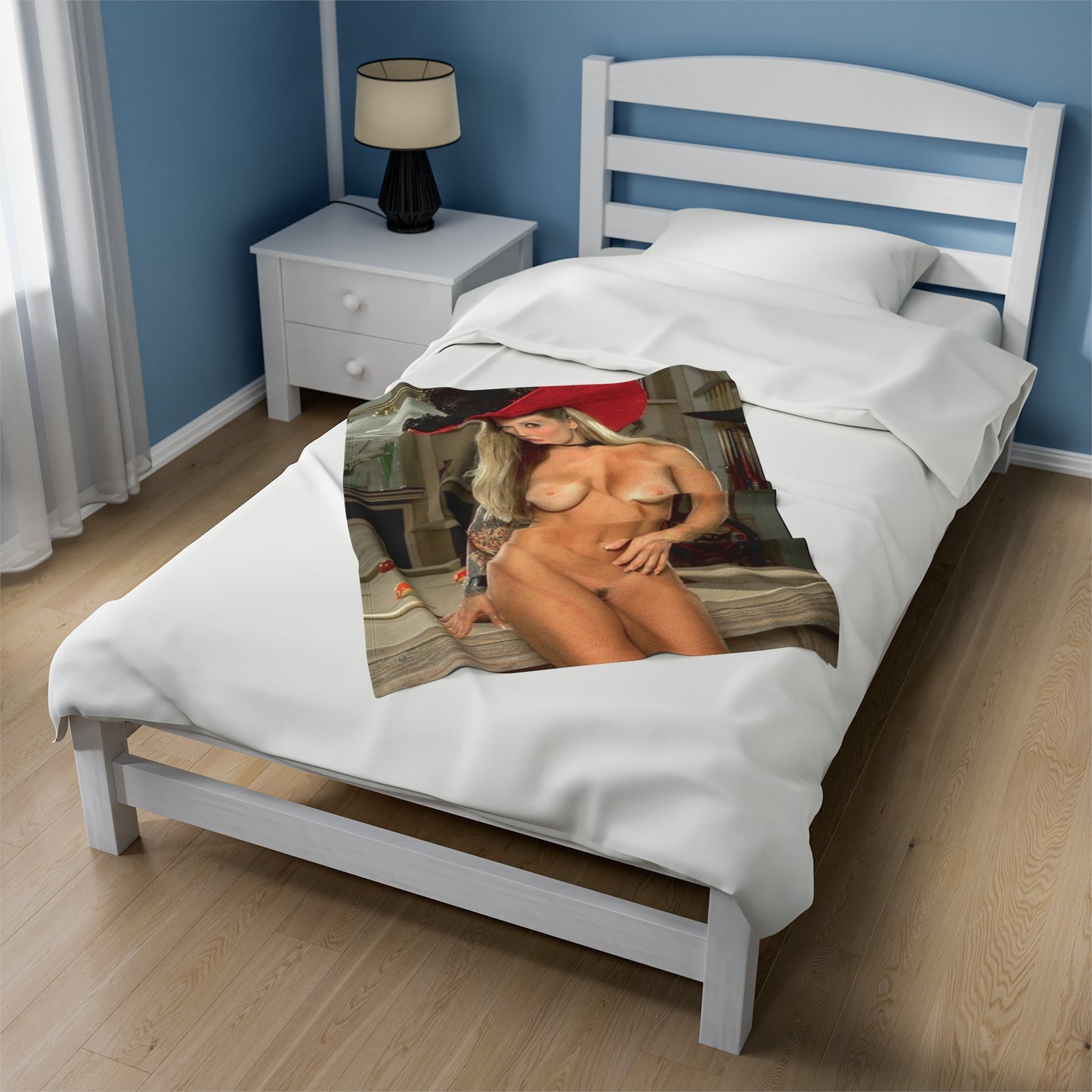 Velveteen Plush Blanket Retro Adult Star Janine Lindenmulder Nude