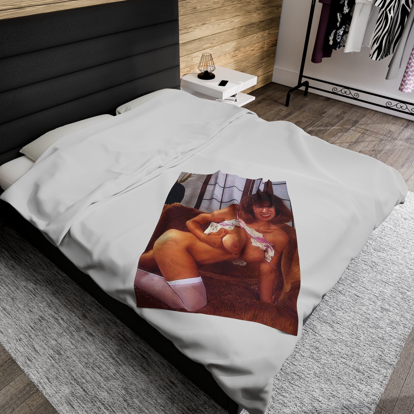 Velveteen Plush Blanket Retro Adult Star Christy Canyon Nude