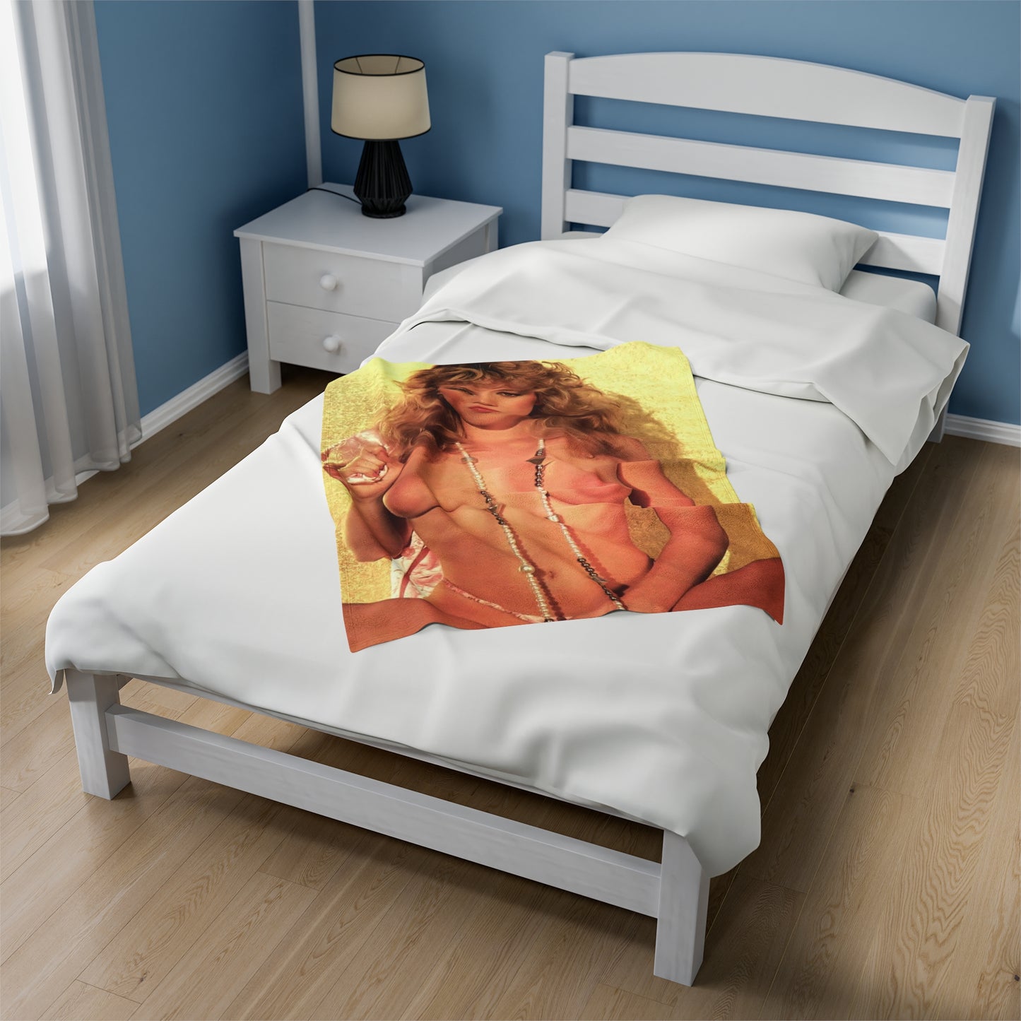 Velveteen Plush Blanket Retro 80s Adult Star Nude