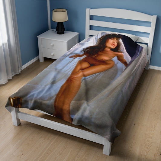 Velveteen Plush Blanket Retro Adult Star Julie Strain