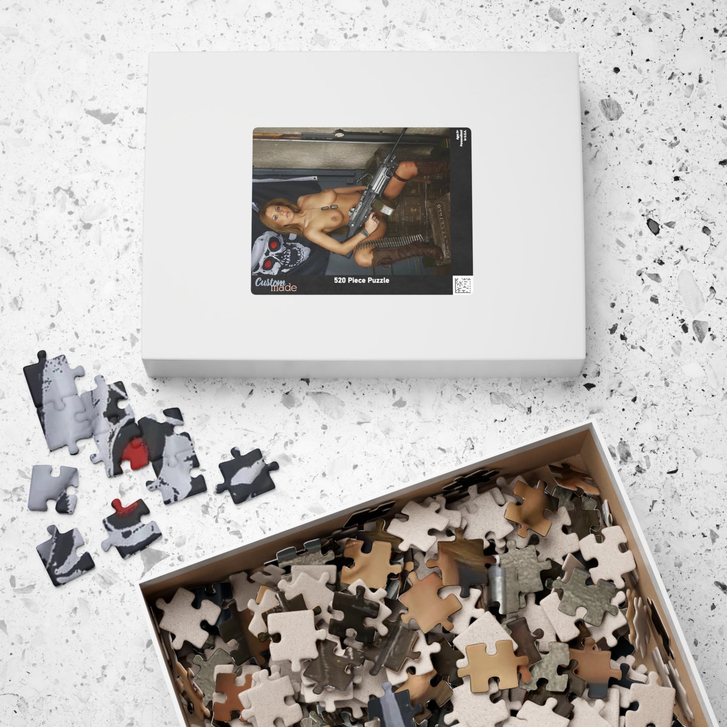 Puzzle (110, 252, 520, 1014-piece) Sexy Nude Girl with Big Gun