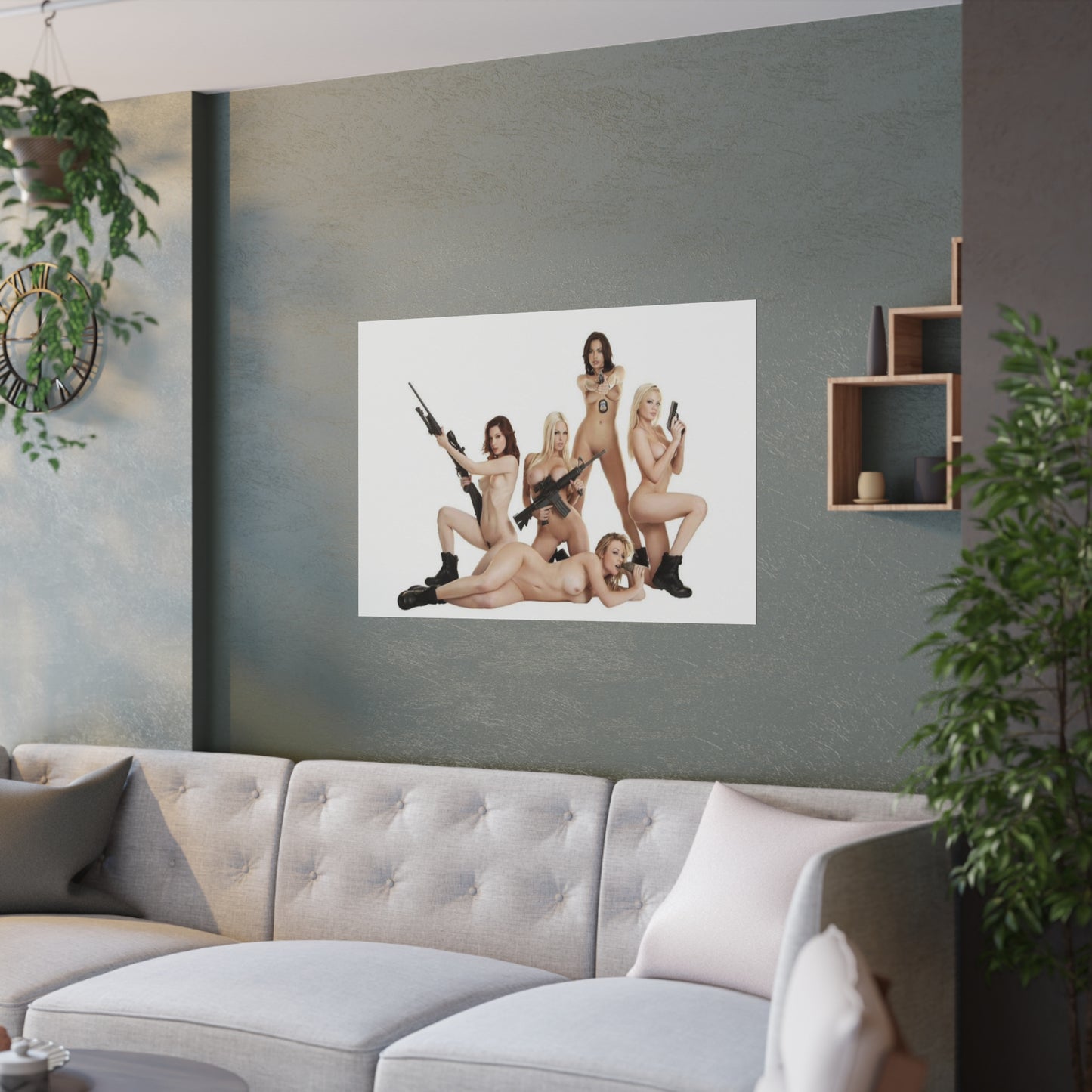 Satin Posters (210gsm) Naked Chicks with Guns