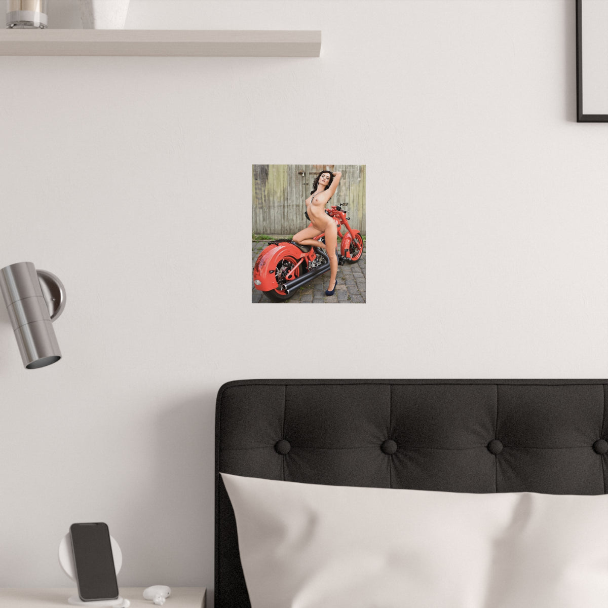 Satin Posters (210gsm) Tess Lyndon Nude on Motorcycle