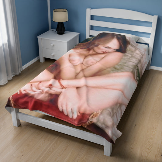 Velveteen Plush Blanket Retro 80s Adult Star Nude