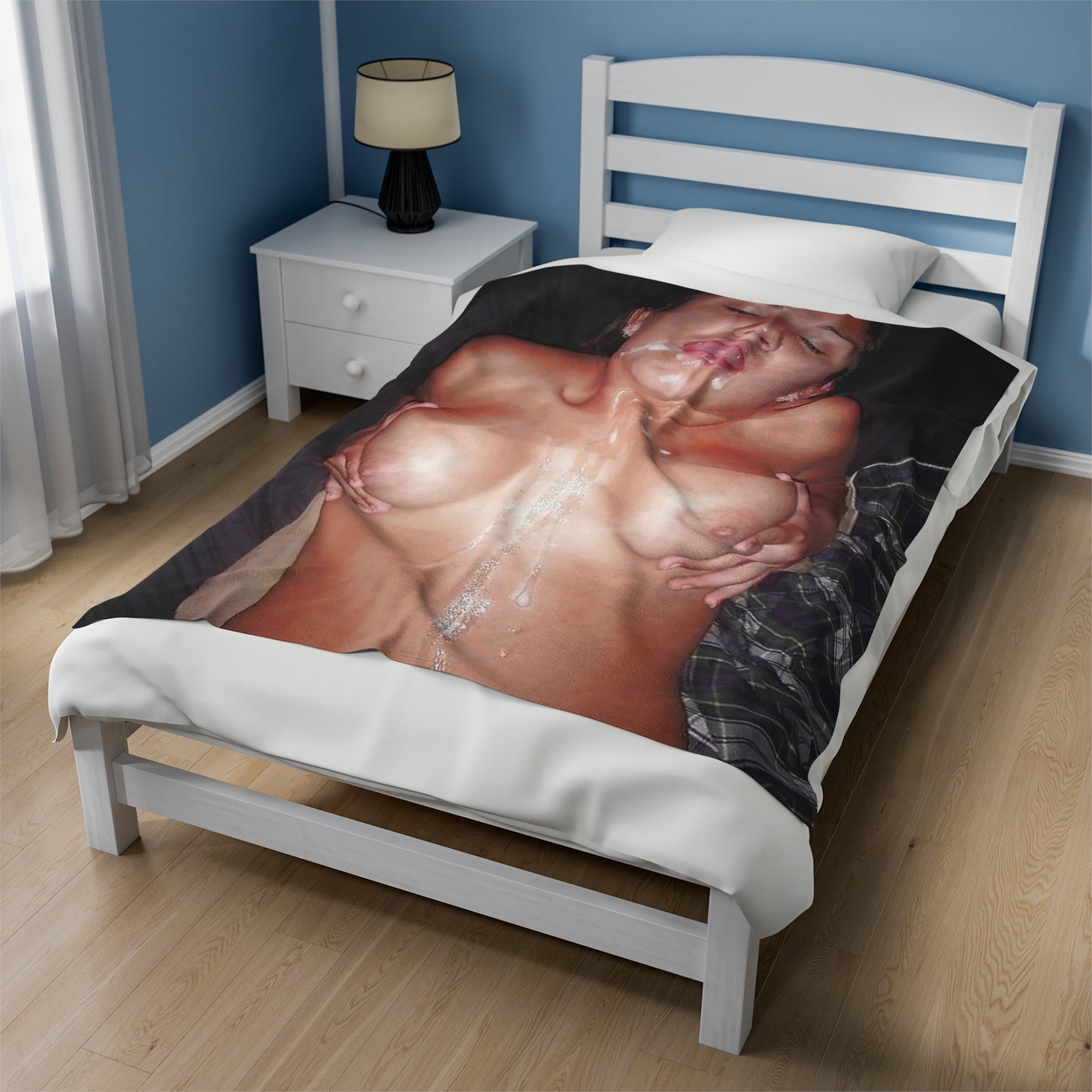 Velveteen Plush Blanket Cumshot Target Facial Tits