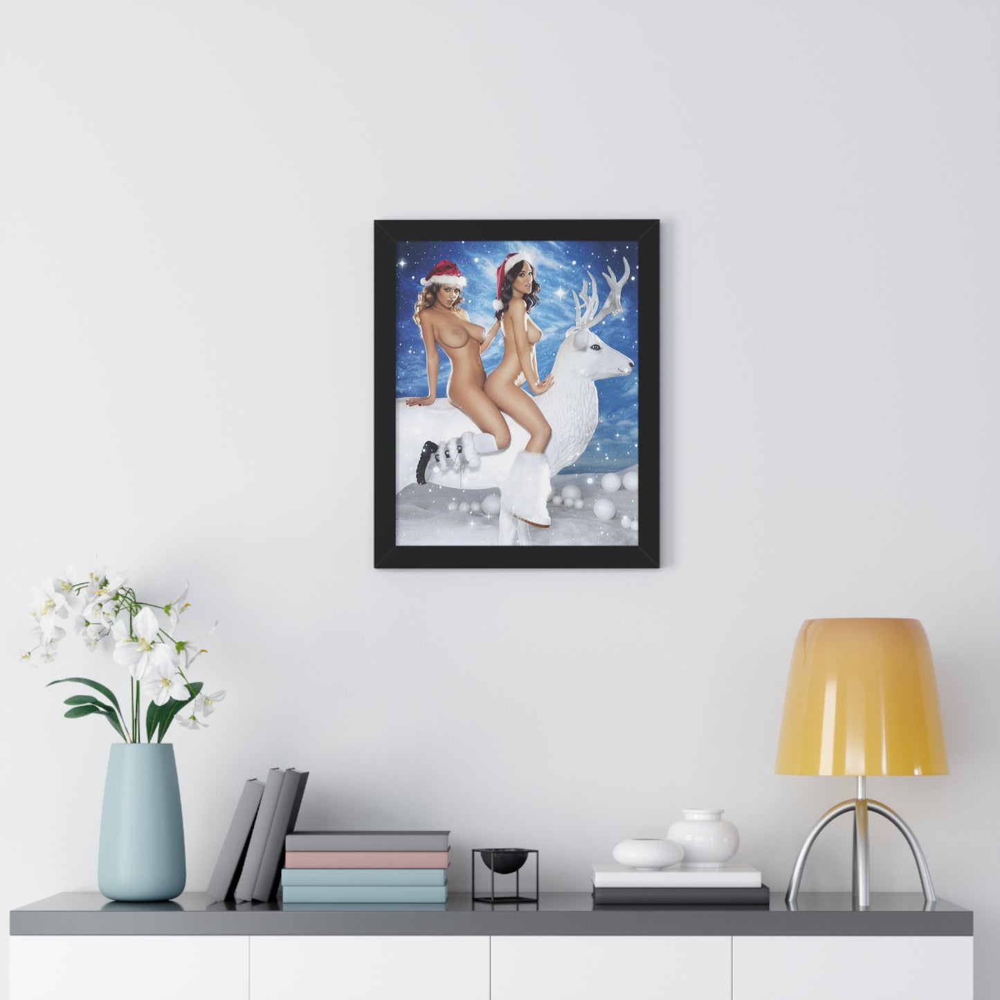 Framed Vertical Poster Sexy Nude Christmas Girls