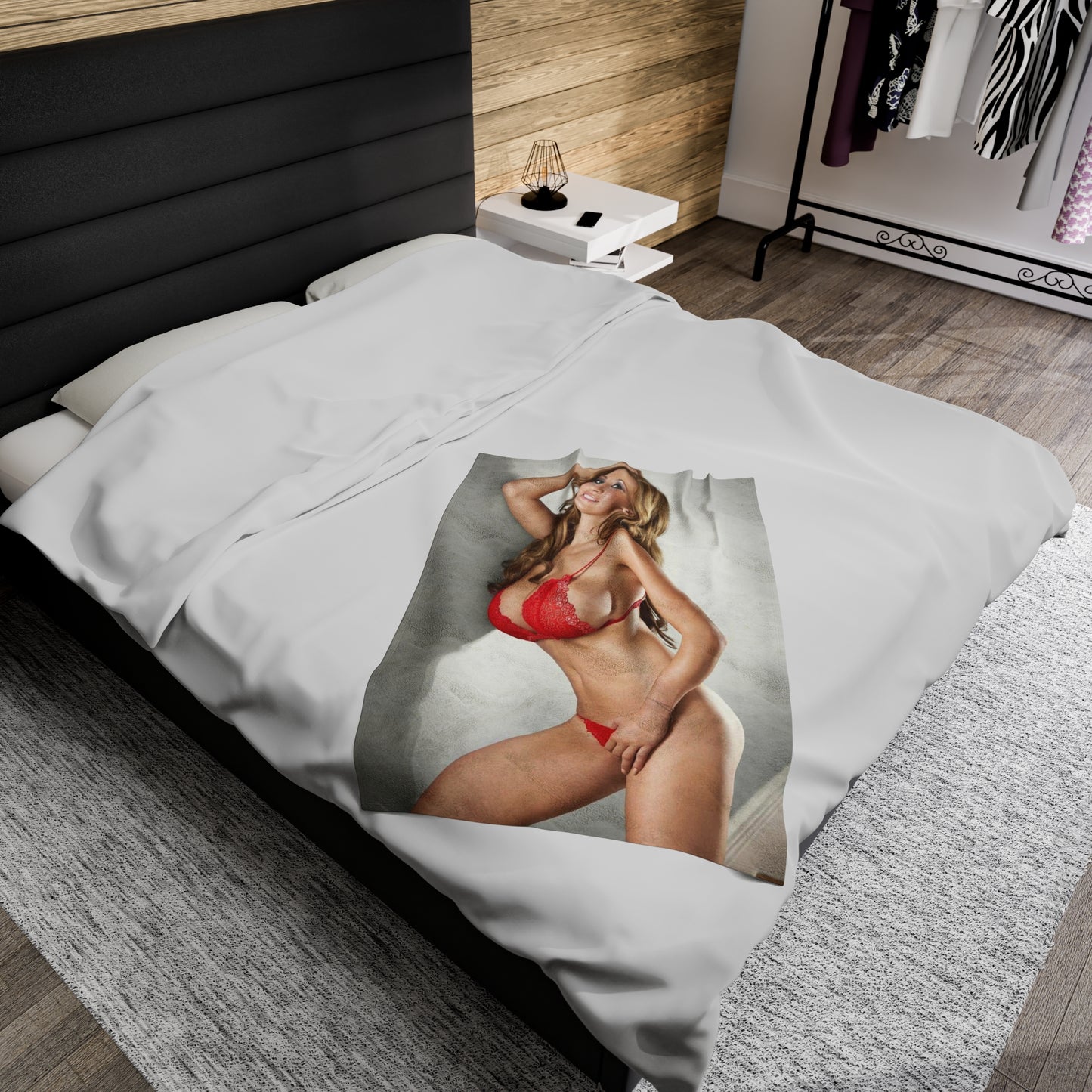 Velveteen Plush Blanket Jordan Carver Busty Lingerie Model