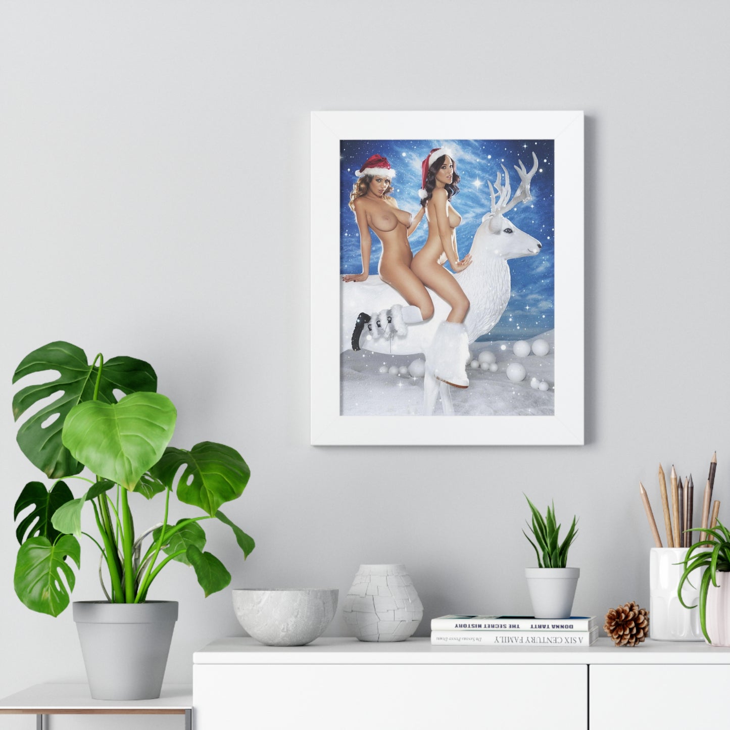 Framed Vertical Poster Sexy Nude Christmas Girls