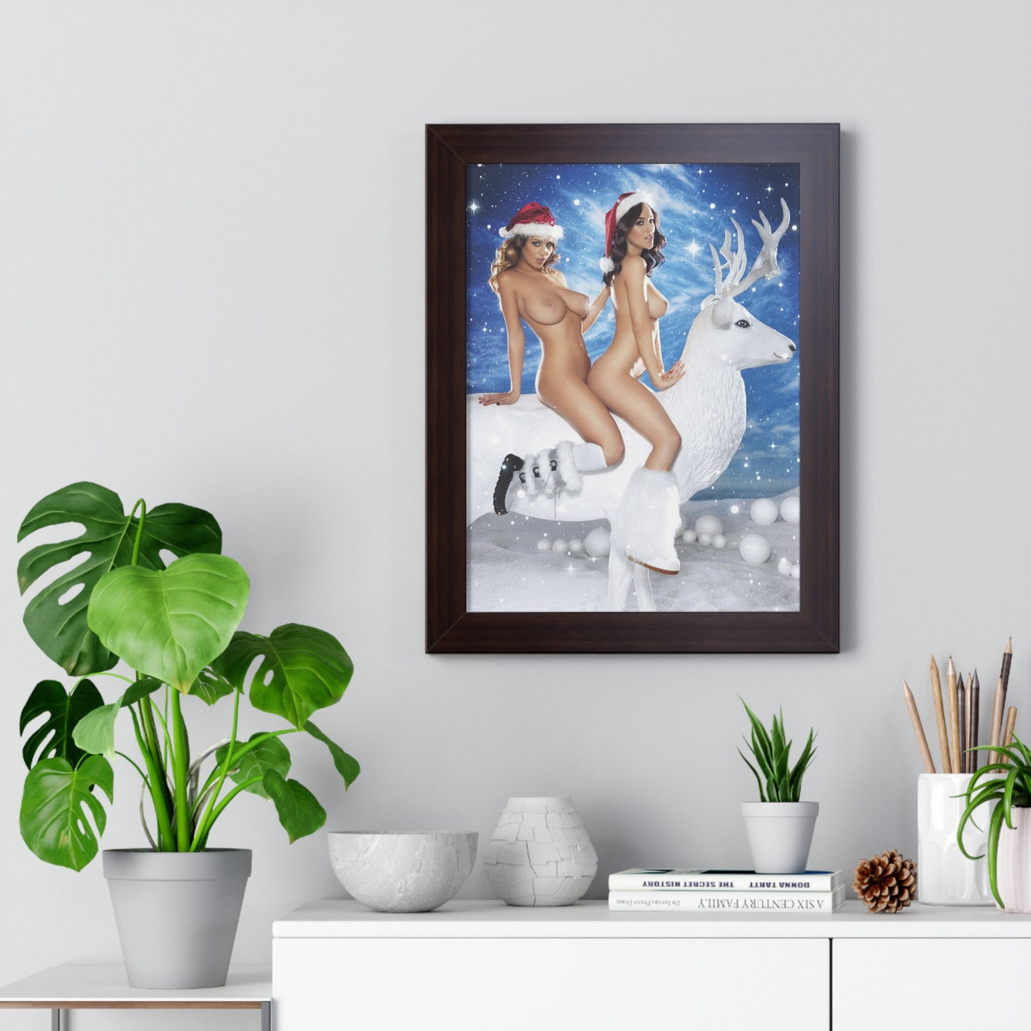 Framed Vertical Poster Sexy Nude Christmas Girls