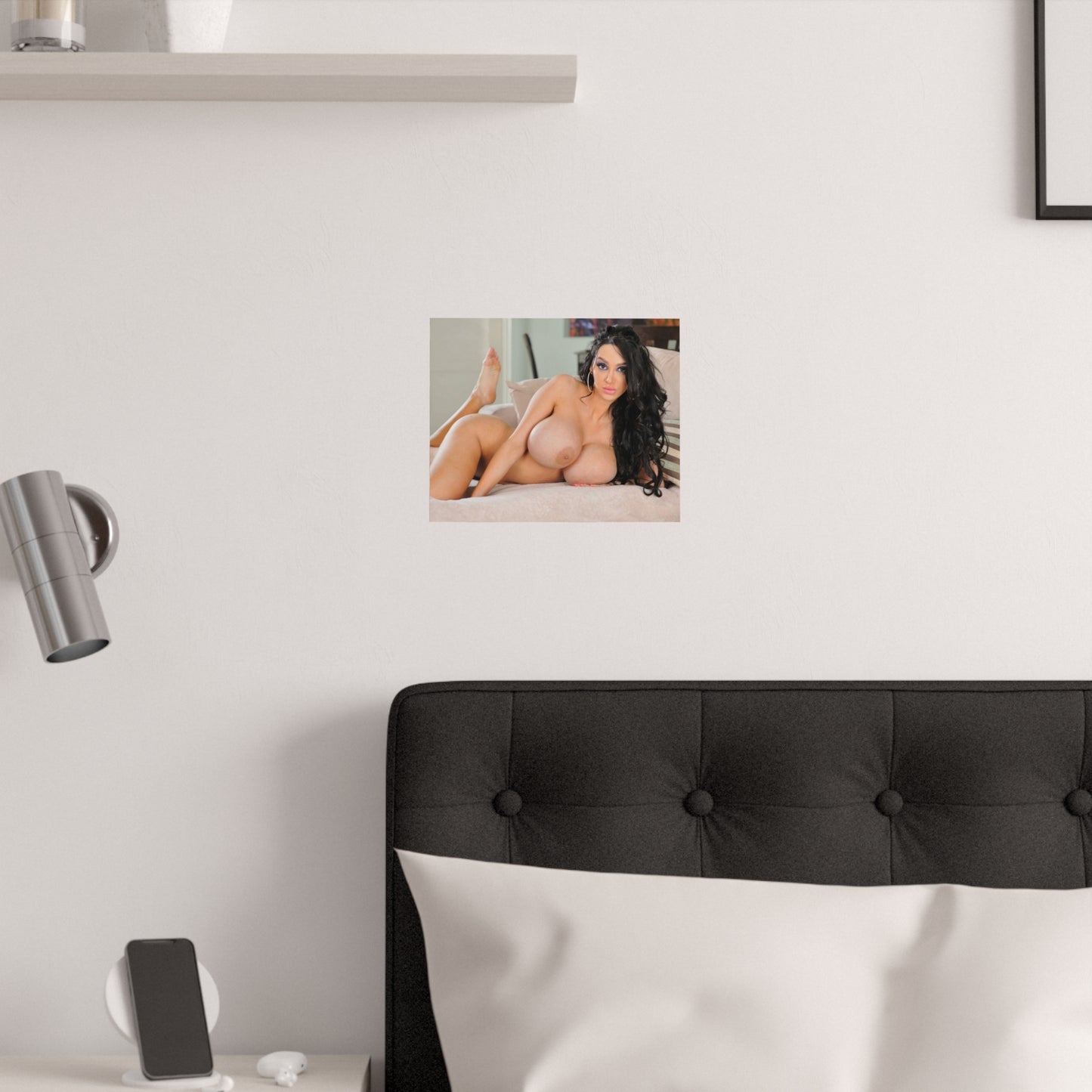 Satin Posters (210gsm) Buxom Brunette in Bed