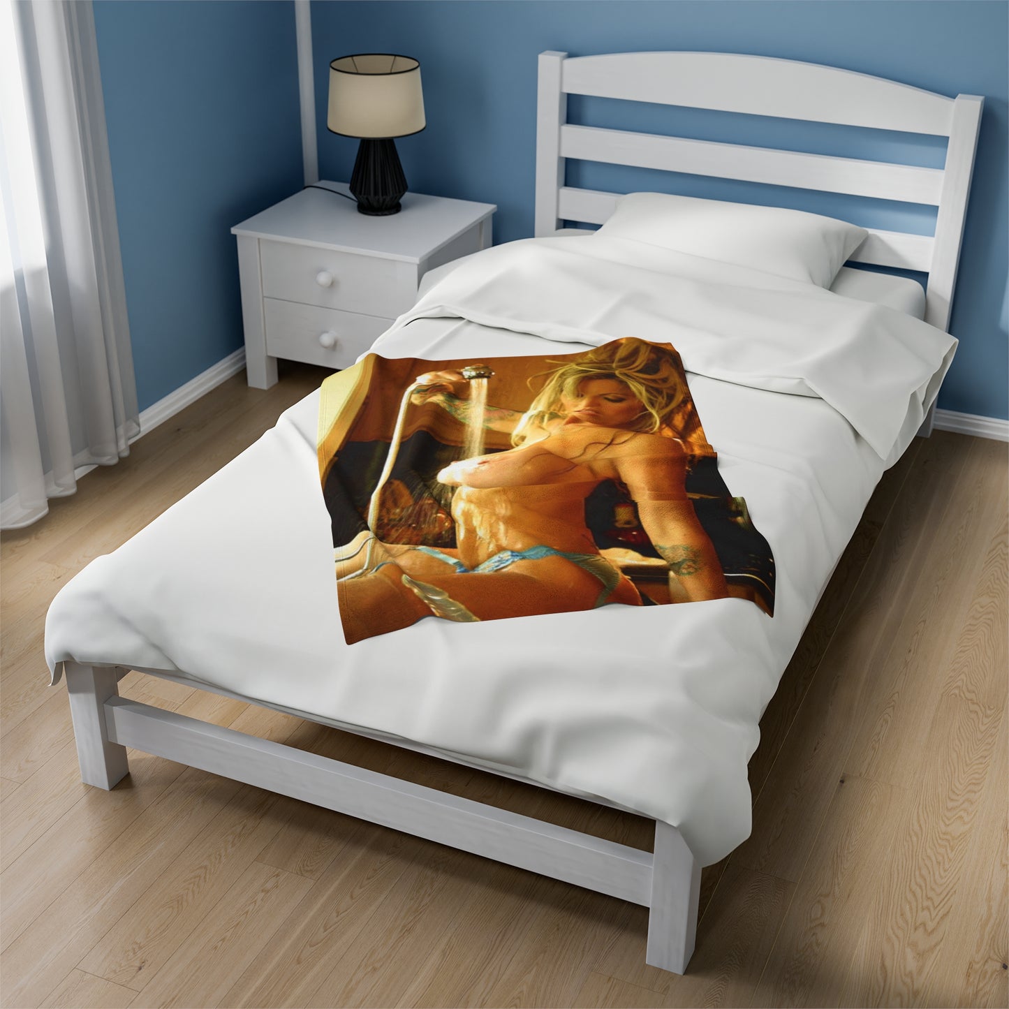 Velveteen Plush Blanket Retro Adult Star Janine Lindenmulder Nude