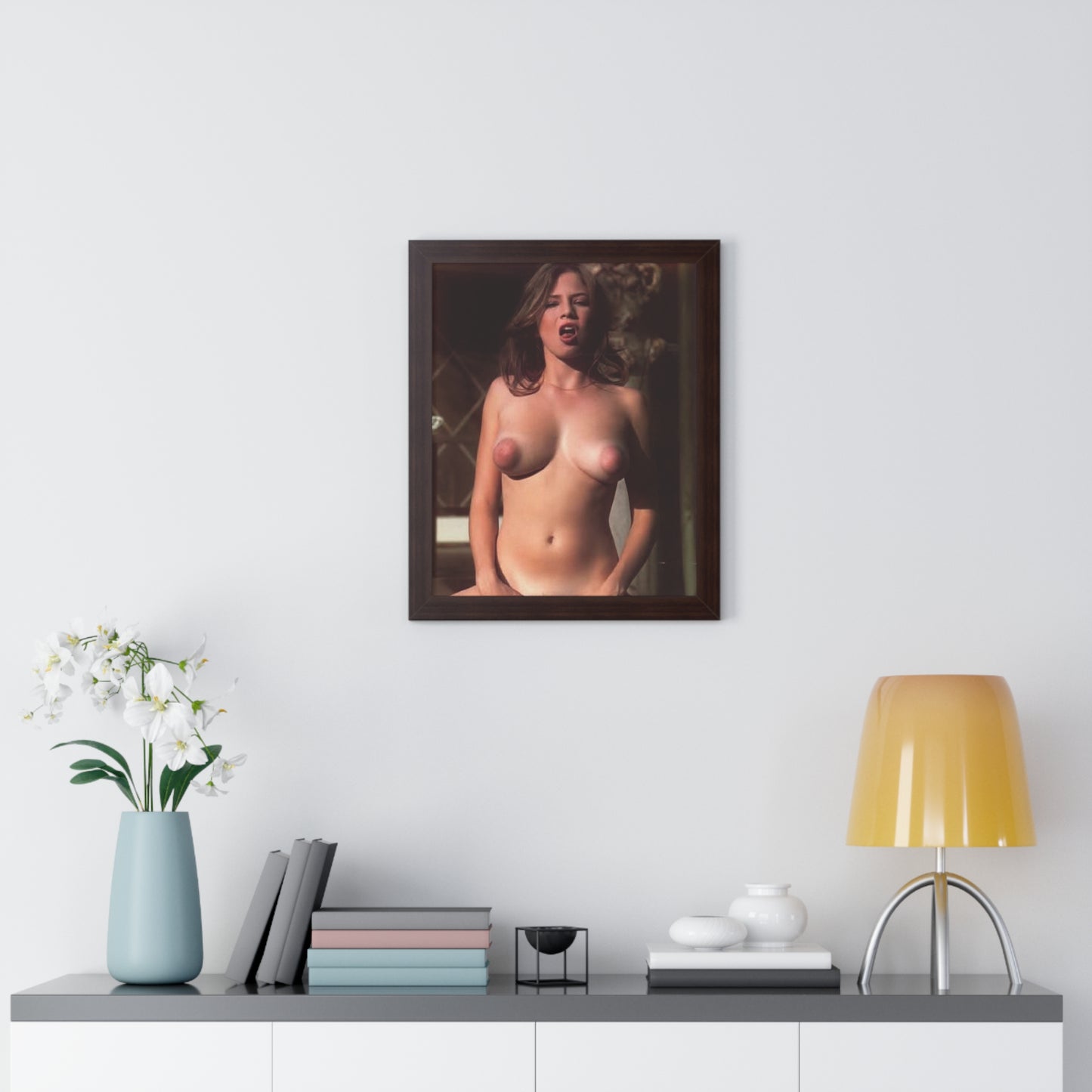 Framed Vertical Poster Retro Porn Star 80s