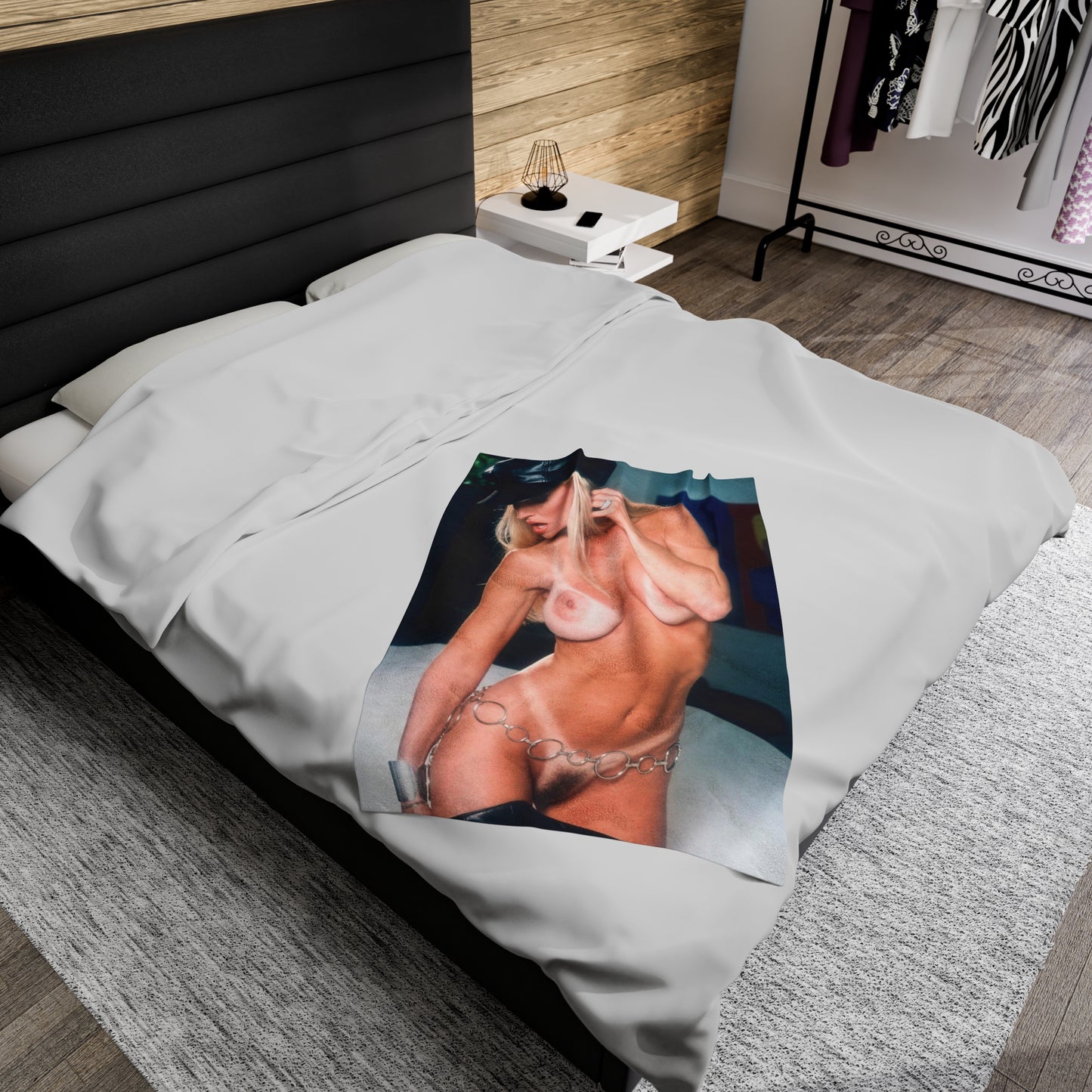 Velveteen Plush Blanket Retro Adult Star Janine Lindenmulder Nude