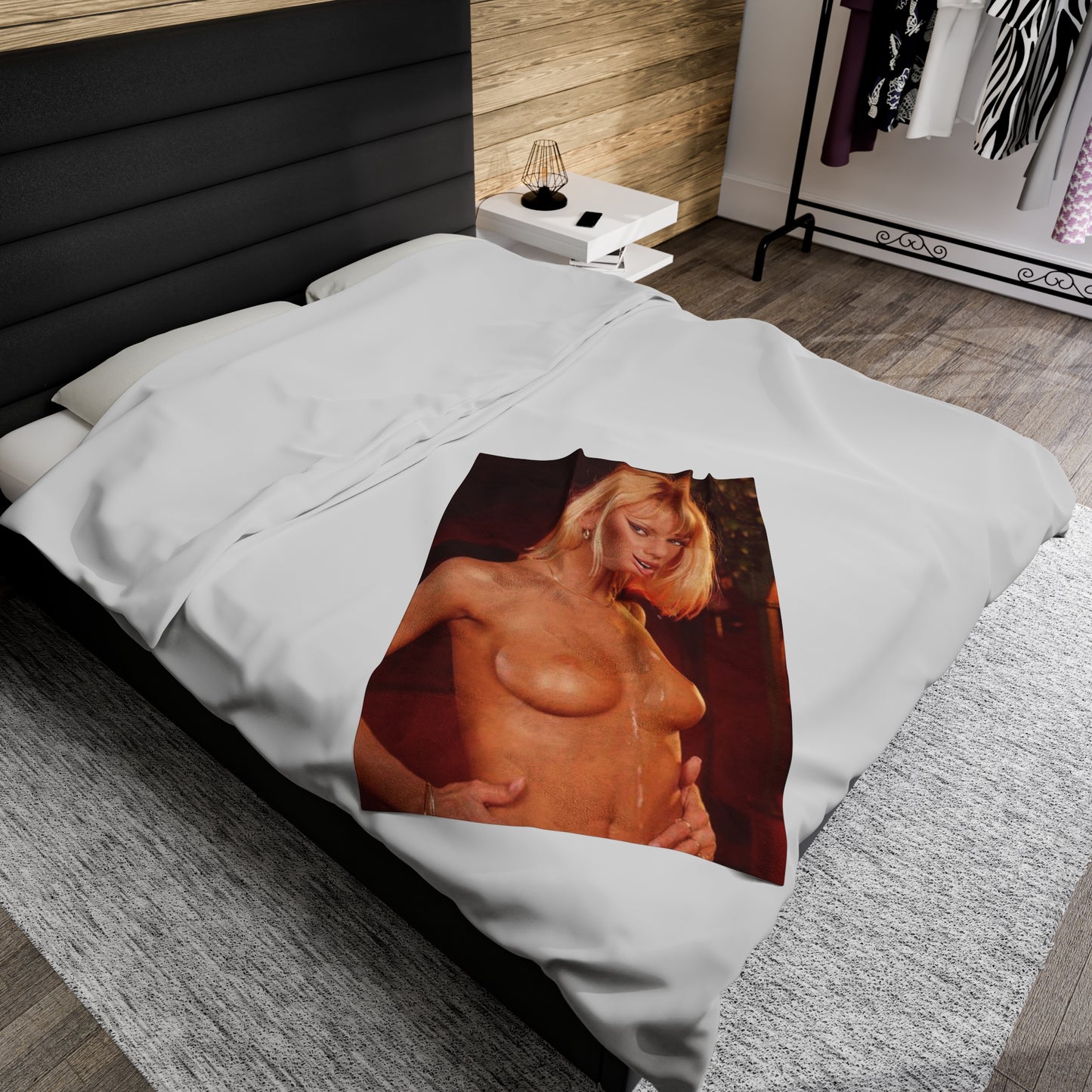 Velveteen Plush Blanket Retro Porn Star Anita Blond