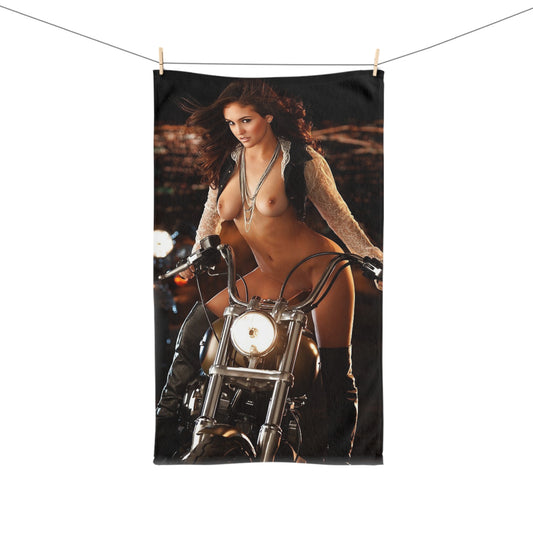 Hand Towel Jaclyn Swedberg Nude on Motorcycle