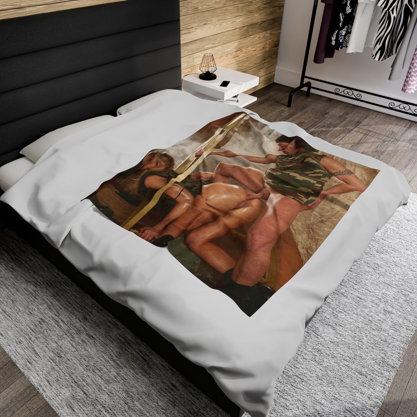 Velveteen Plush Blanket Nude Military Girl