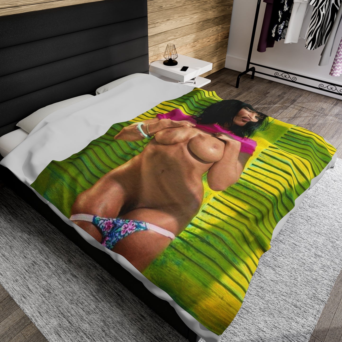 Velveteen Plush Blanket Retro Porn Star Anita Blond