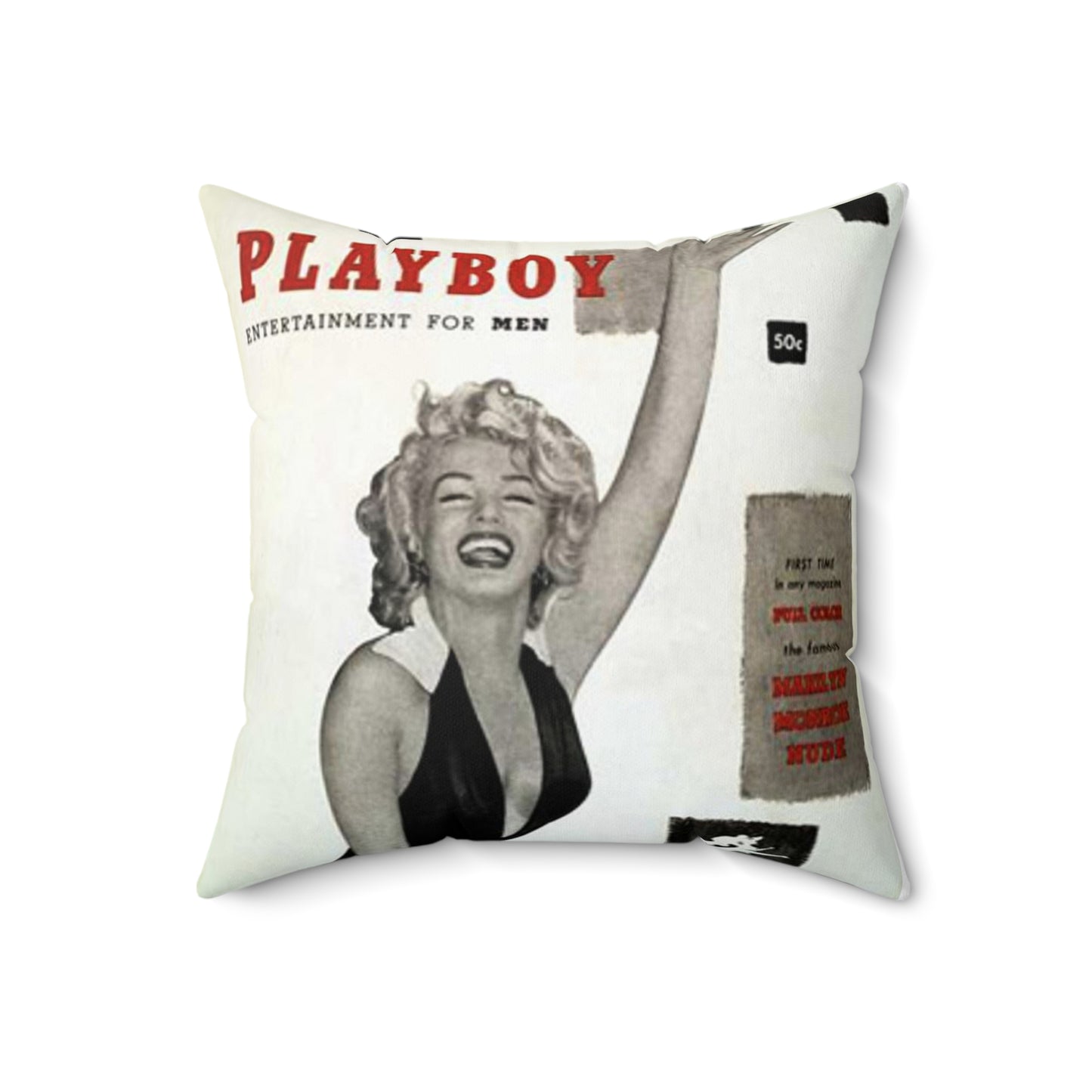 Spun Polyester Square Pillow Playboy Cover January 1953 Marilyn Monroe