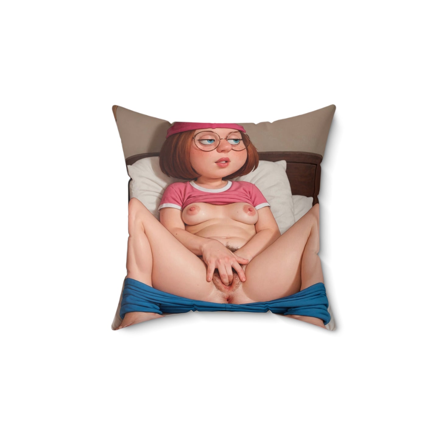 Spun Polyester Square Pillow Meg Griffin Nude