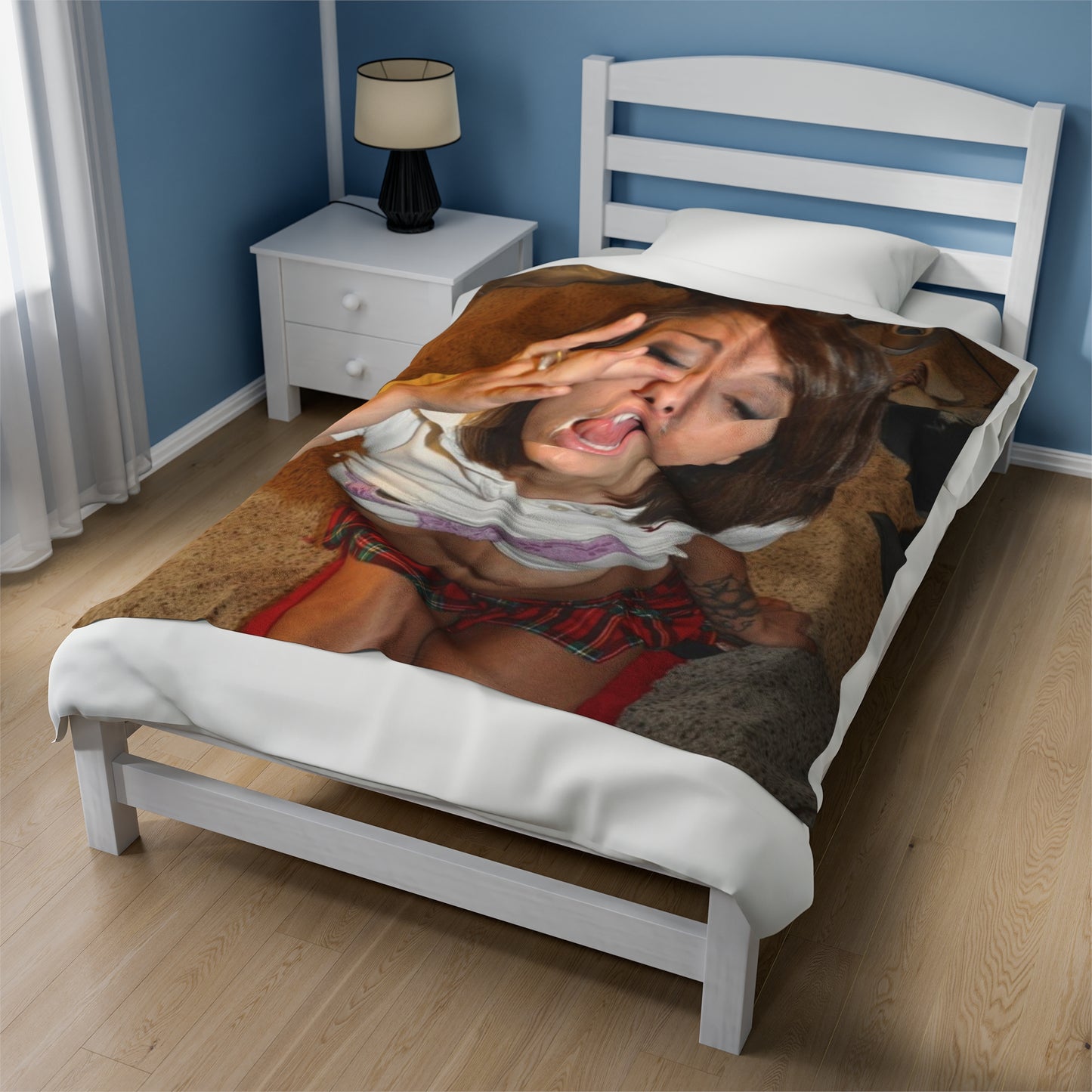 Velveteen Plush Blanket Cumshot Target Facial