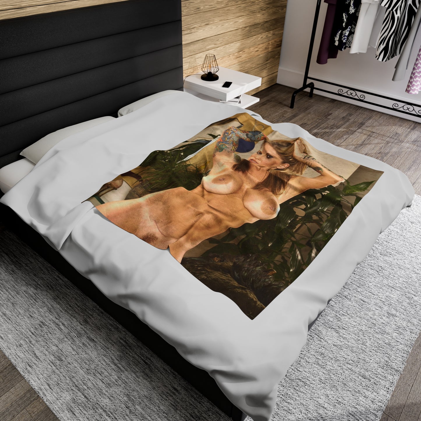 Velveteen Plush Blanket Retro Adult Star Janine Lindenmulder Nude