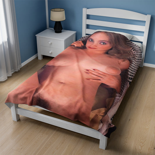 Velveteen Plush Blanket Retro 80s Adult Star Nude