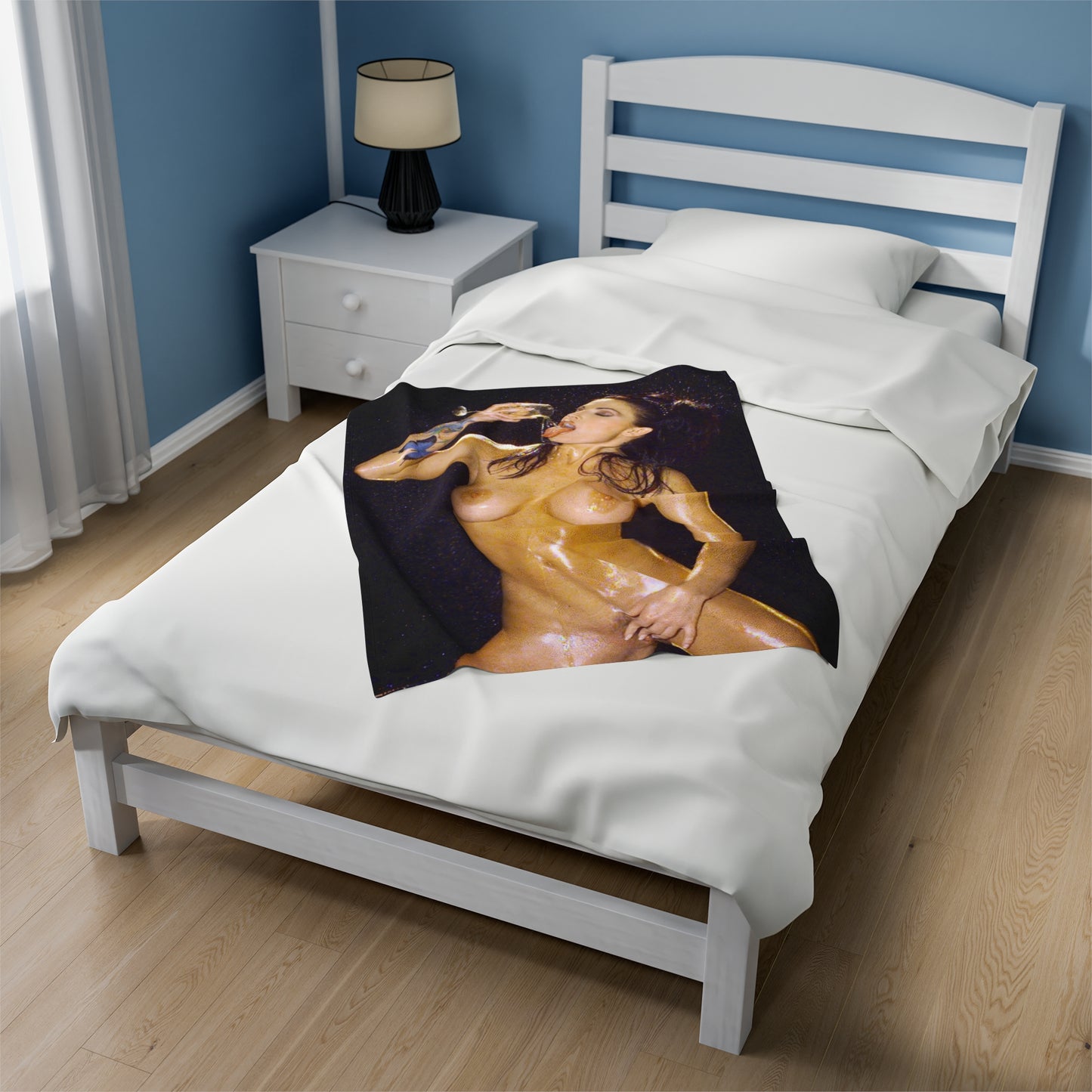 Velveteen Plush Blanket Retro Adult Star Janine Lindenmulder Nude