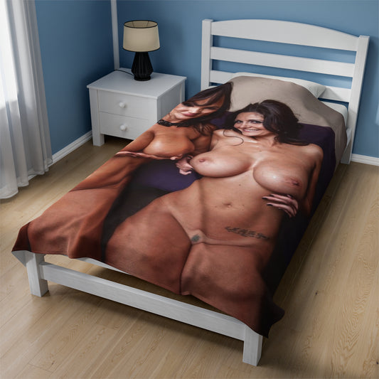 Velveteen Plush Blanket Lisa Ann & Ava Addams Nude