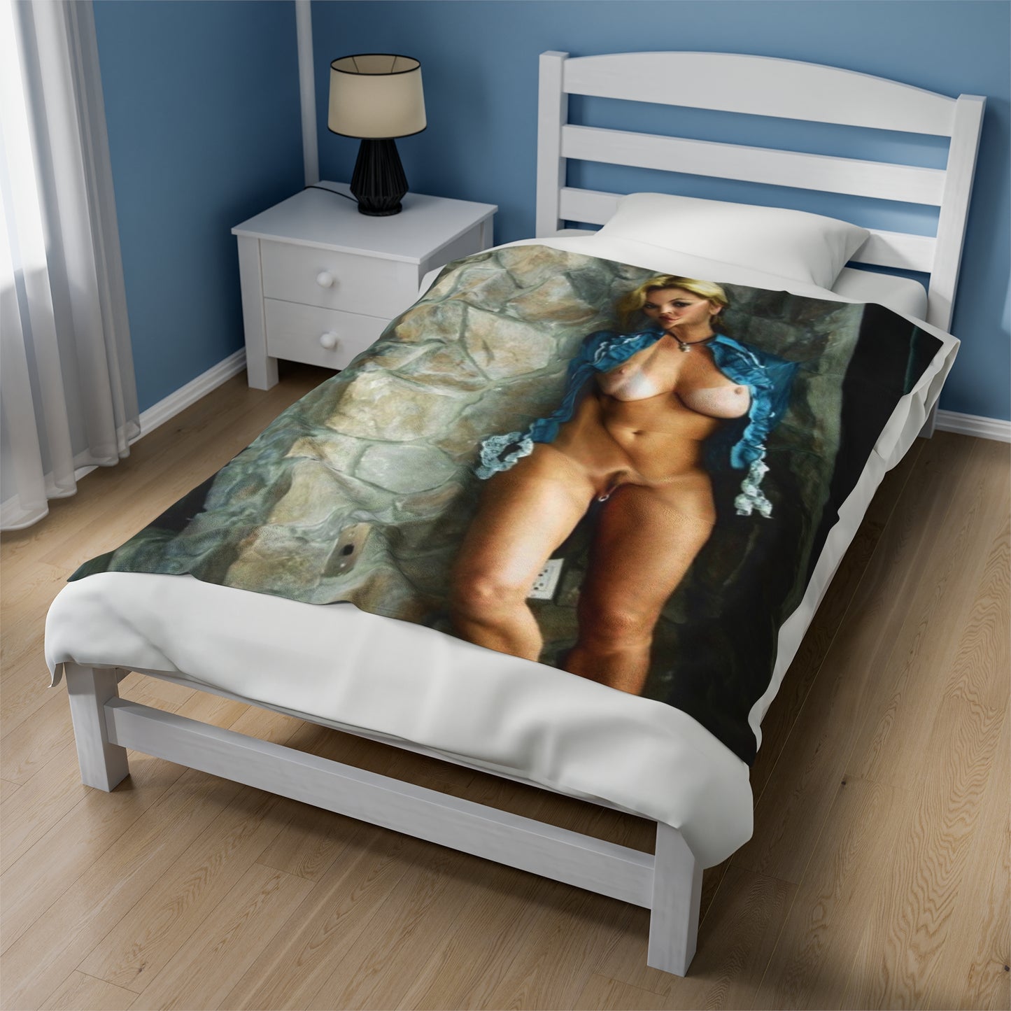 Velveteen Plush Blanket Retro Adult Star Janine Lindenmulder Nude