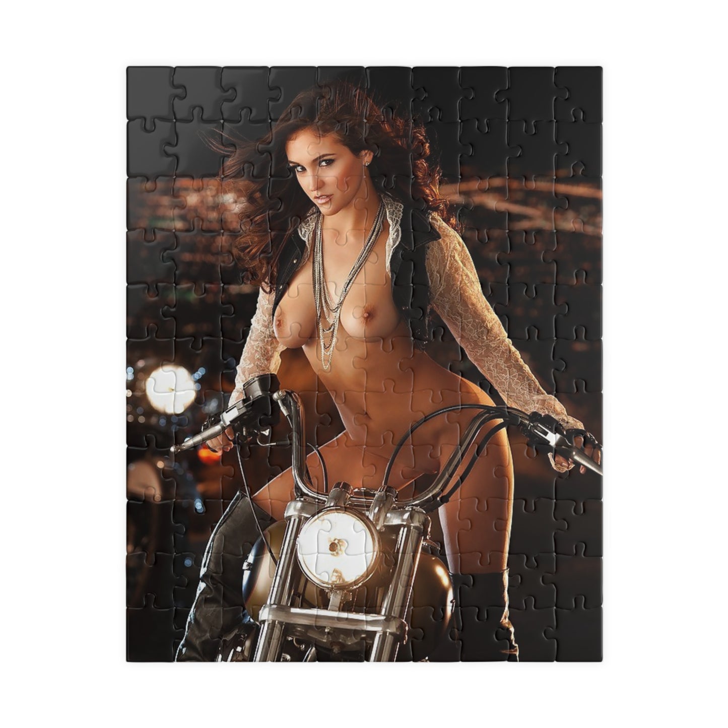 Puzzle (110, 252, 500, 1014-piece) Jaclyn Swedberg Nude on Motorcycle