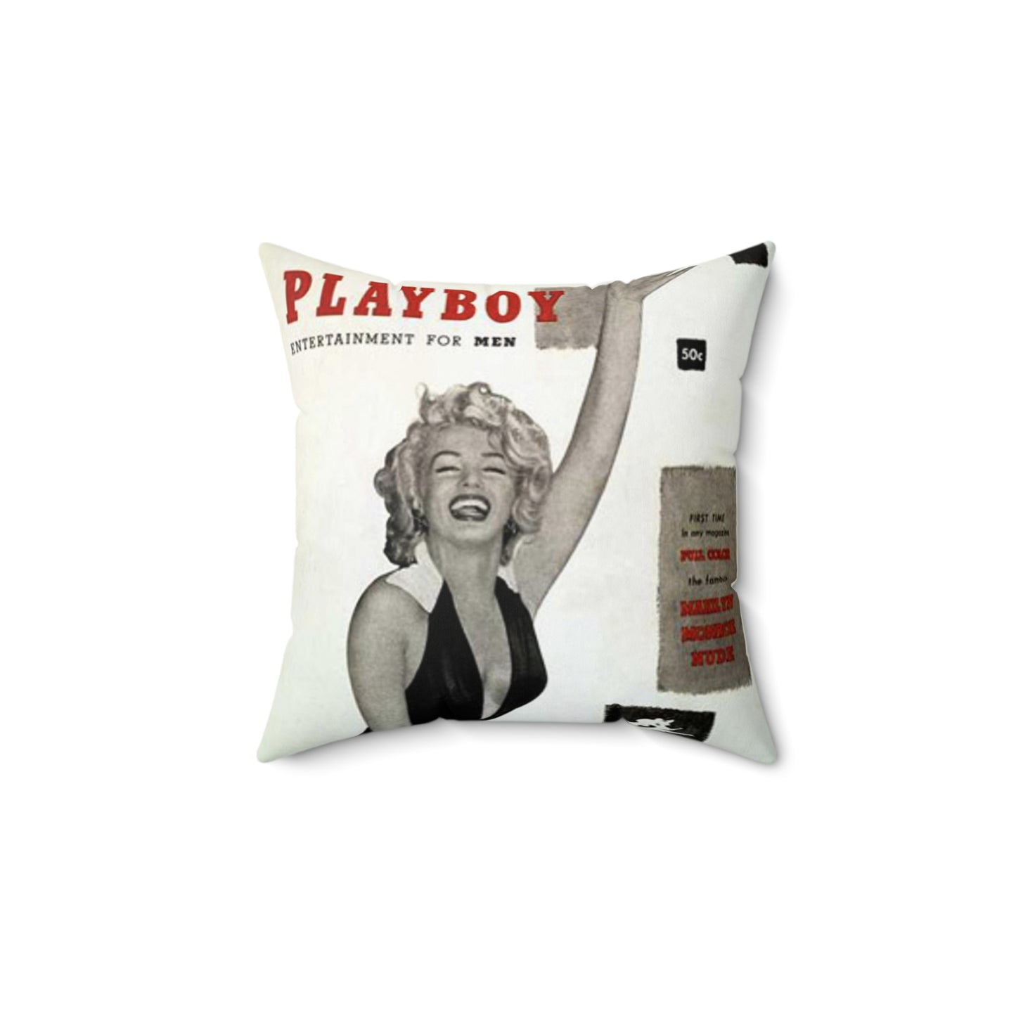 Spun Polyester Square Pillow Playboy Cover January 1953 Marilyn Monroe