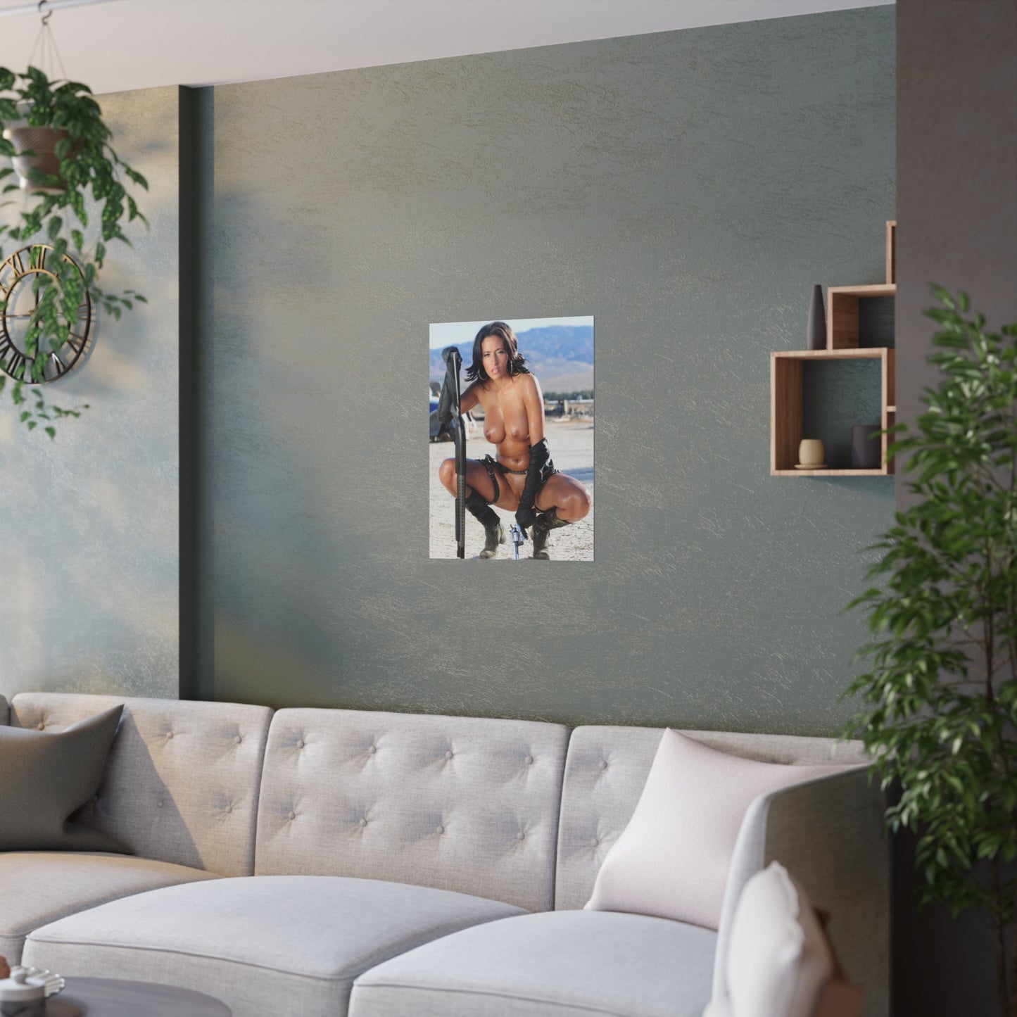 Satin Posters (210gsm) Sexy Nude Girl with Guns