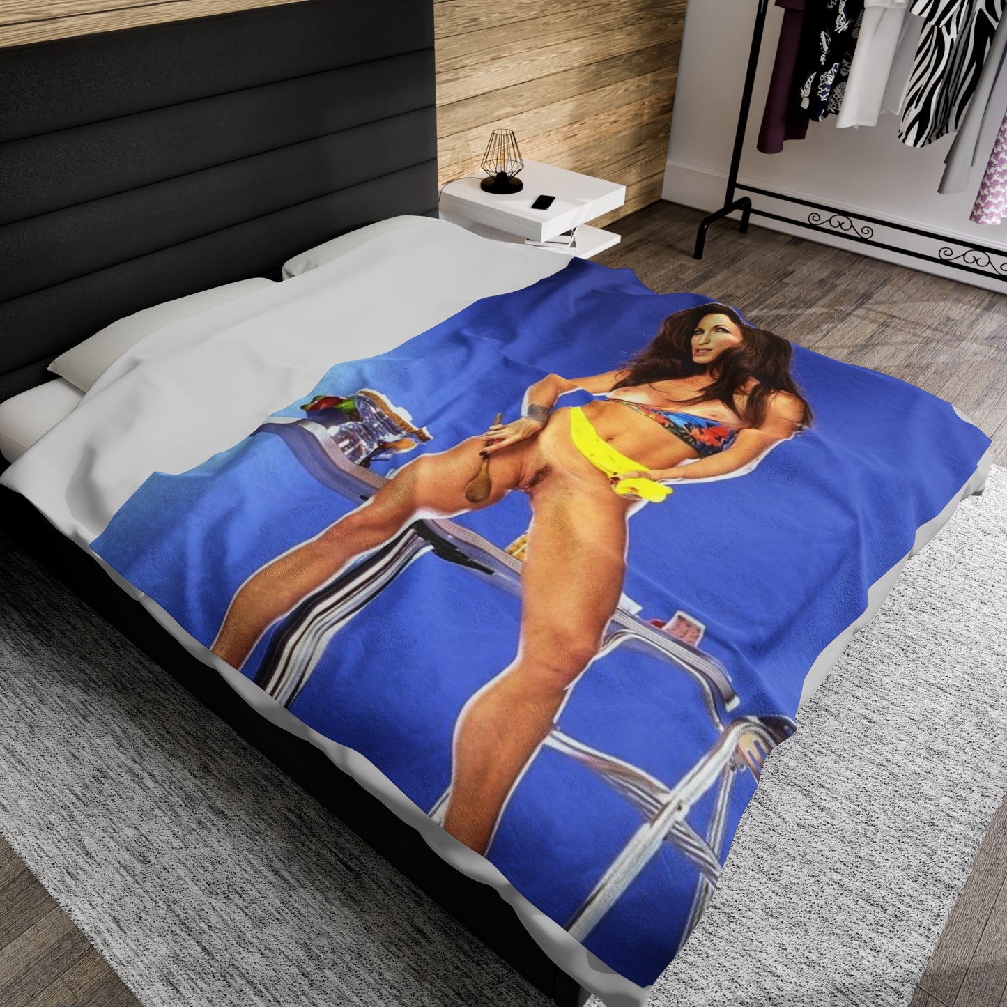 Velveteen Plush Blanket Retro Adult Star Janine Lindenmulder Nude