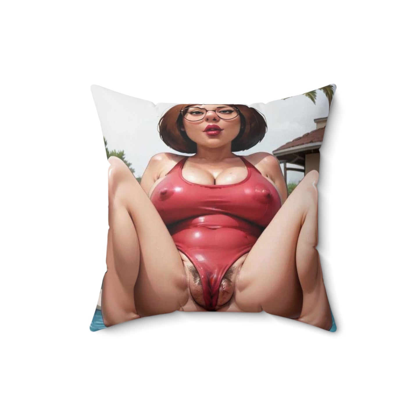 Spun Polyester Square Pillow Meg Griffin Nude