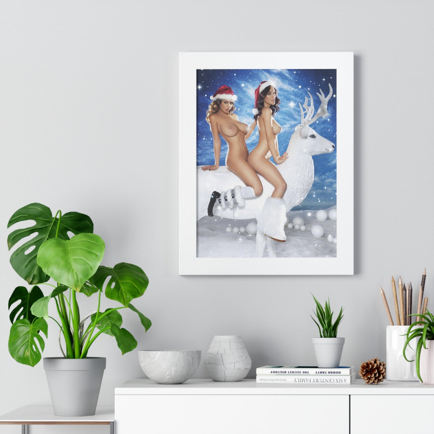 Framed Vertical Poster Sexy Nude Christmas Girls