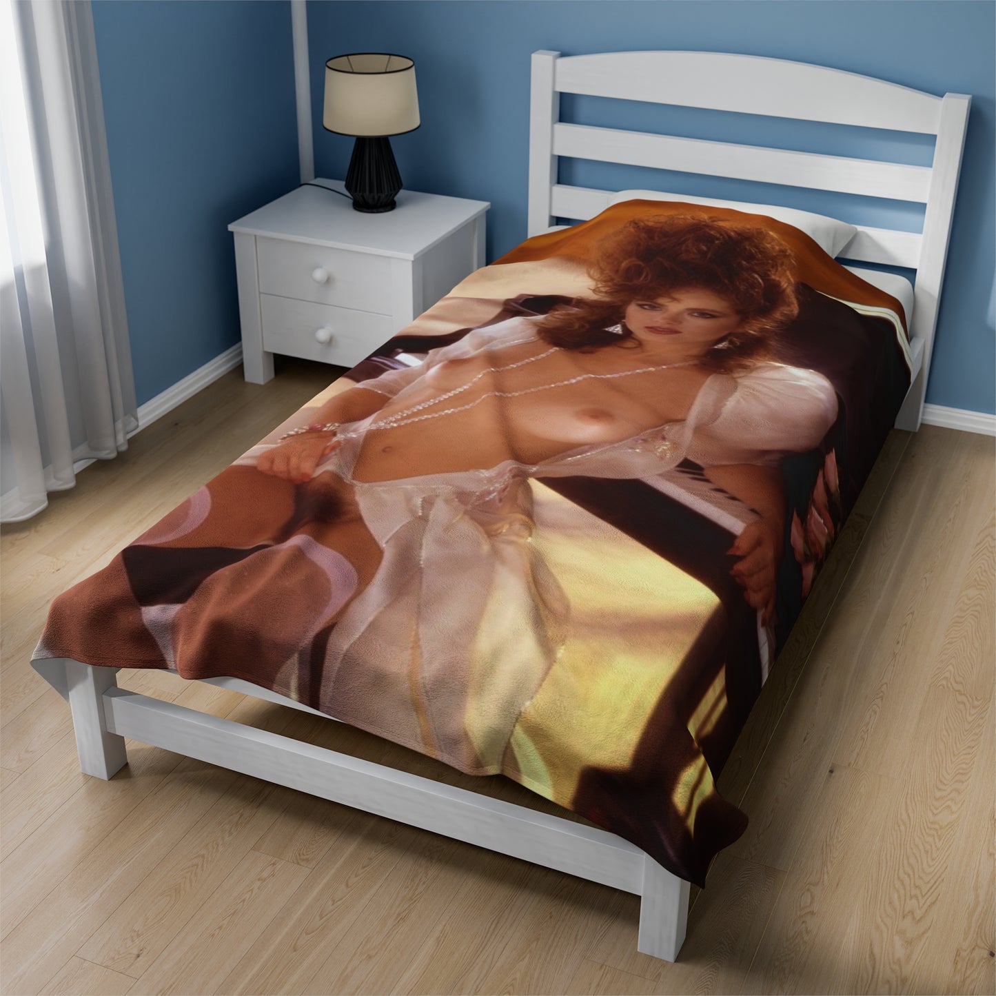 Velveteen Plush Blanket Playboy Playmate January 1986 Sherry Arnett