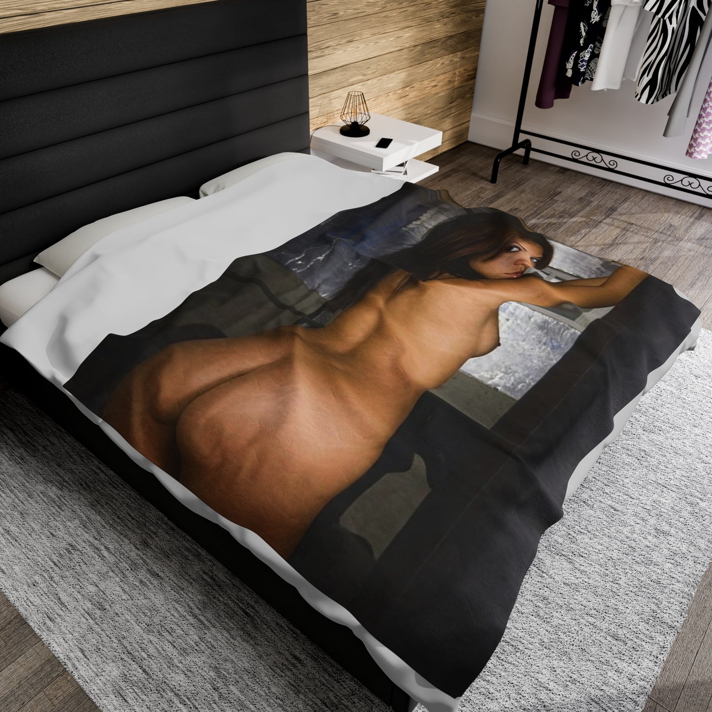 Velveteen Plush Blanket Raven Riley Nude