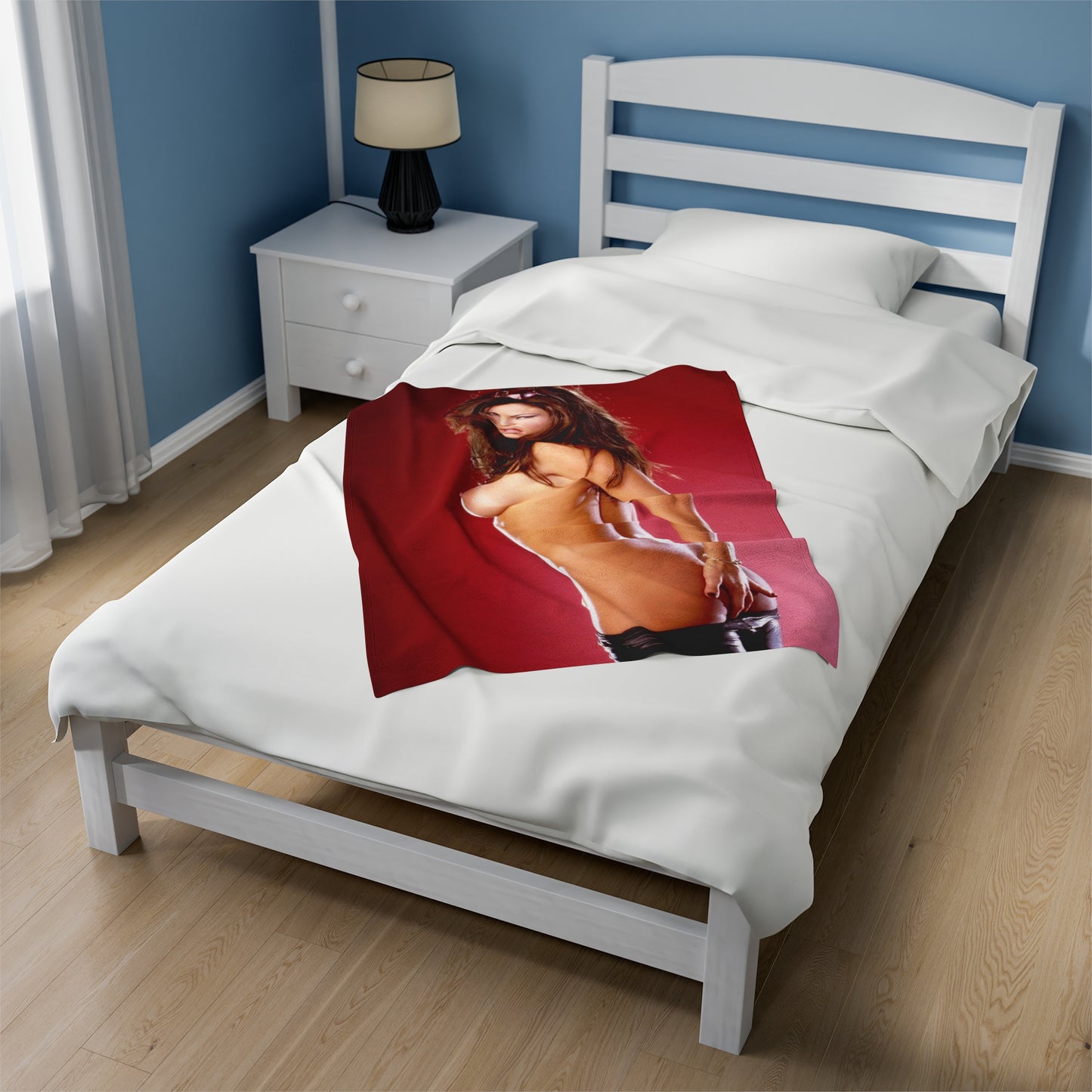Velveteen Plush Blanket Retro Adult Star Janine Lindenmulder Nude