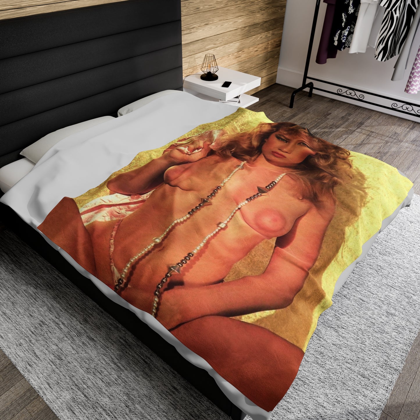 Velveteen Plush Blanket Retro 80s Adult Star Nude