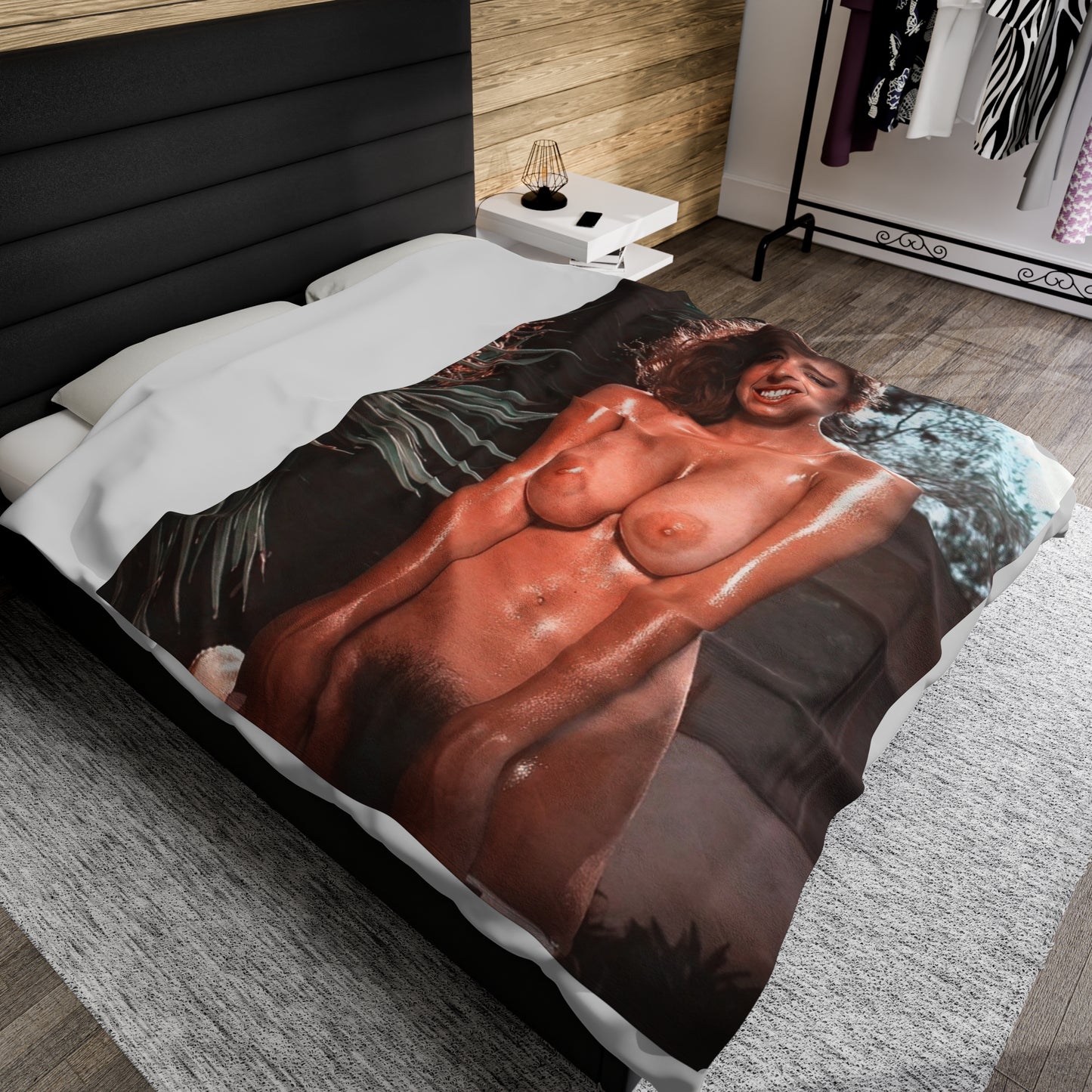 Velveteen Plush Blanket Retro Adult Star Christy Canyon Nude