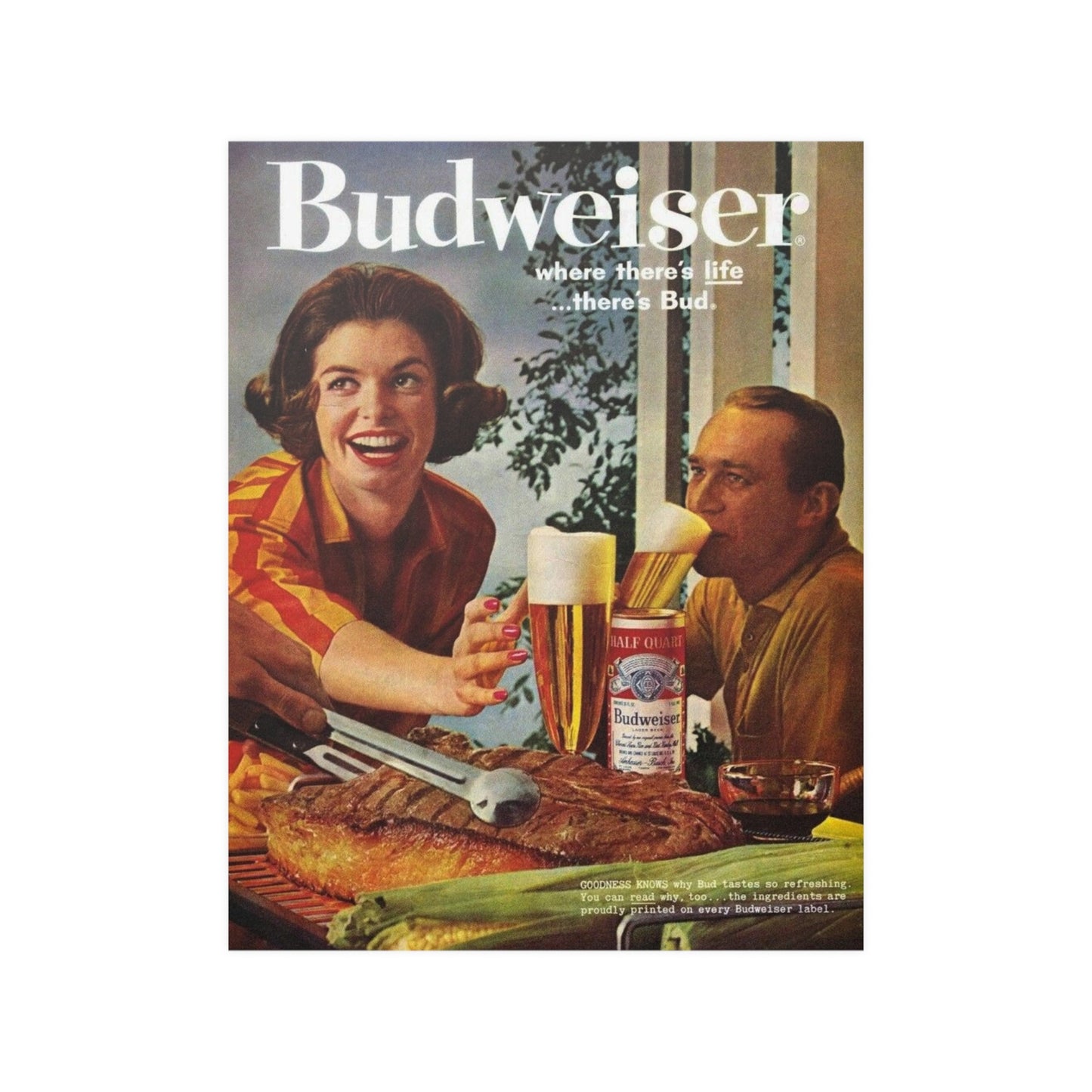 Satin Posters (210gsm) Retro Beer Advertisement Budweiser