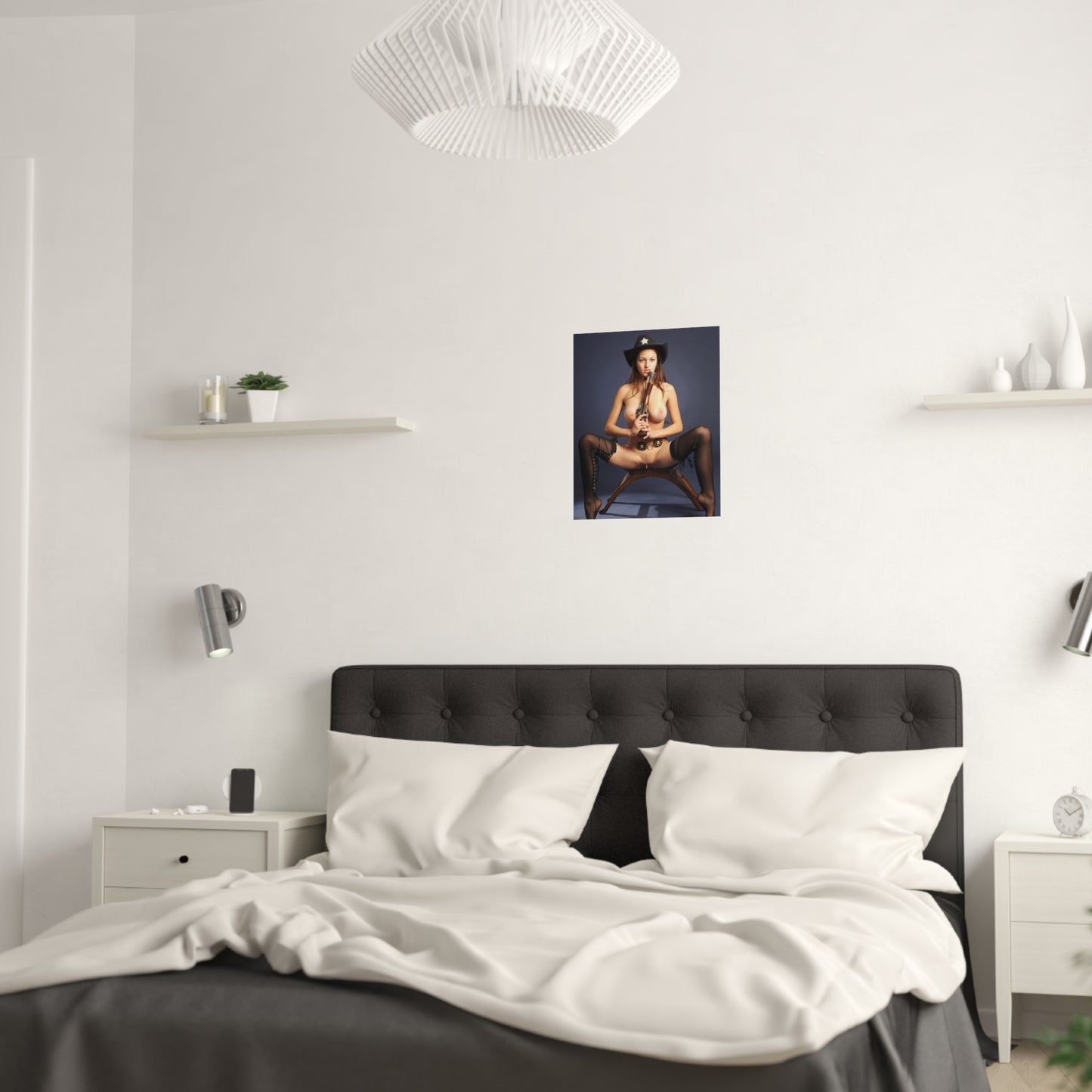 Satin Posters (210gsm) Hot Naked Chick with Gun