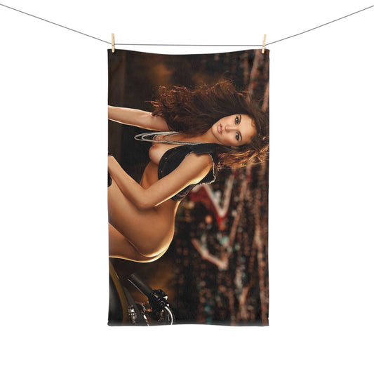 Hand Towel Jaclyn Swedberg Nude on Motorcycle