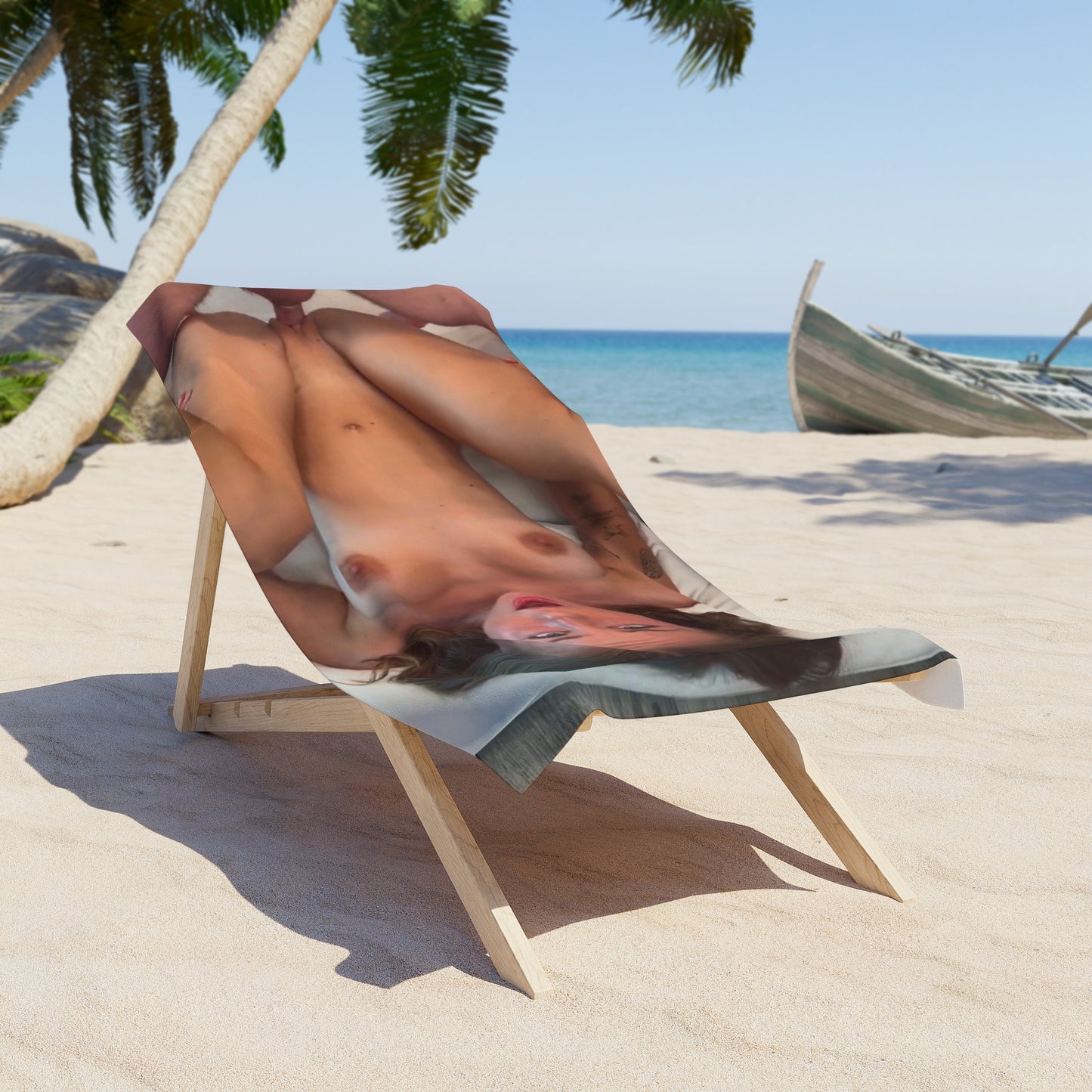 Beach Towel Cute Teen Pounded upside down Cumrag
