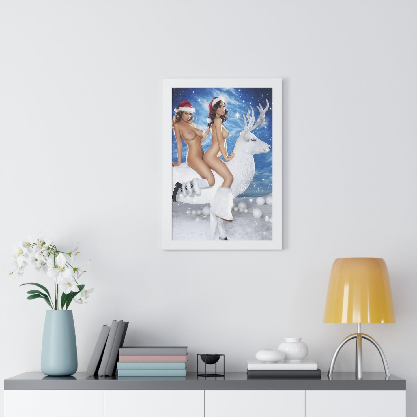 Framed Vertical Poster Sexy Nude Christmas Girls