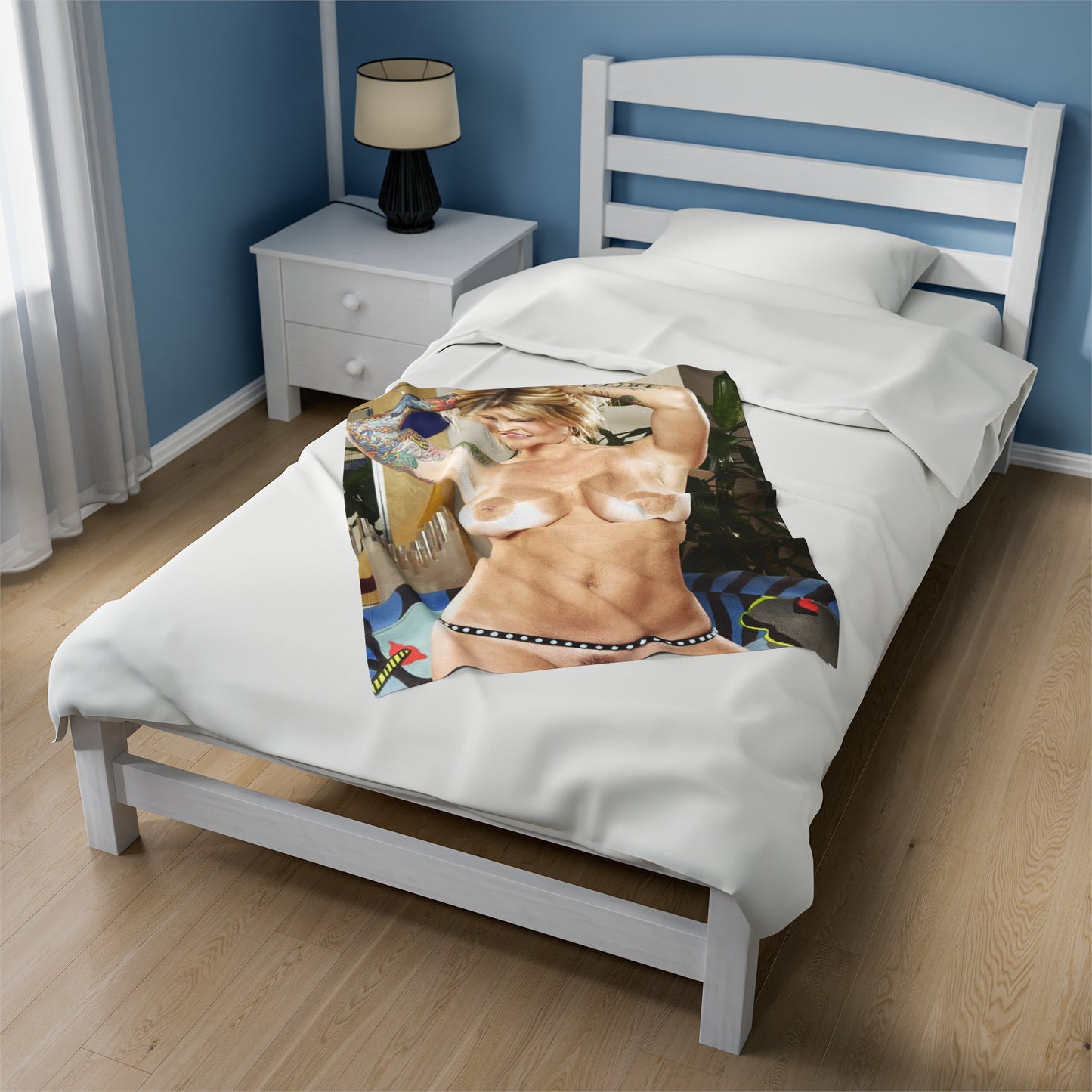 Velveteen Plush Blanket Retro Adult Star Janine Lindenmulder Nude